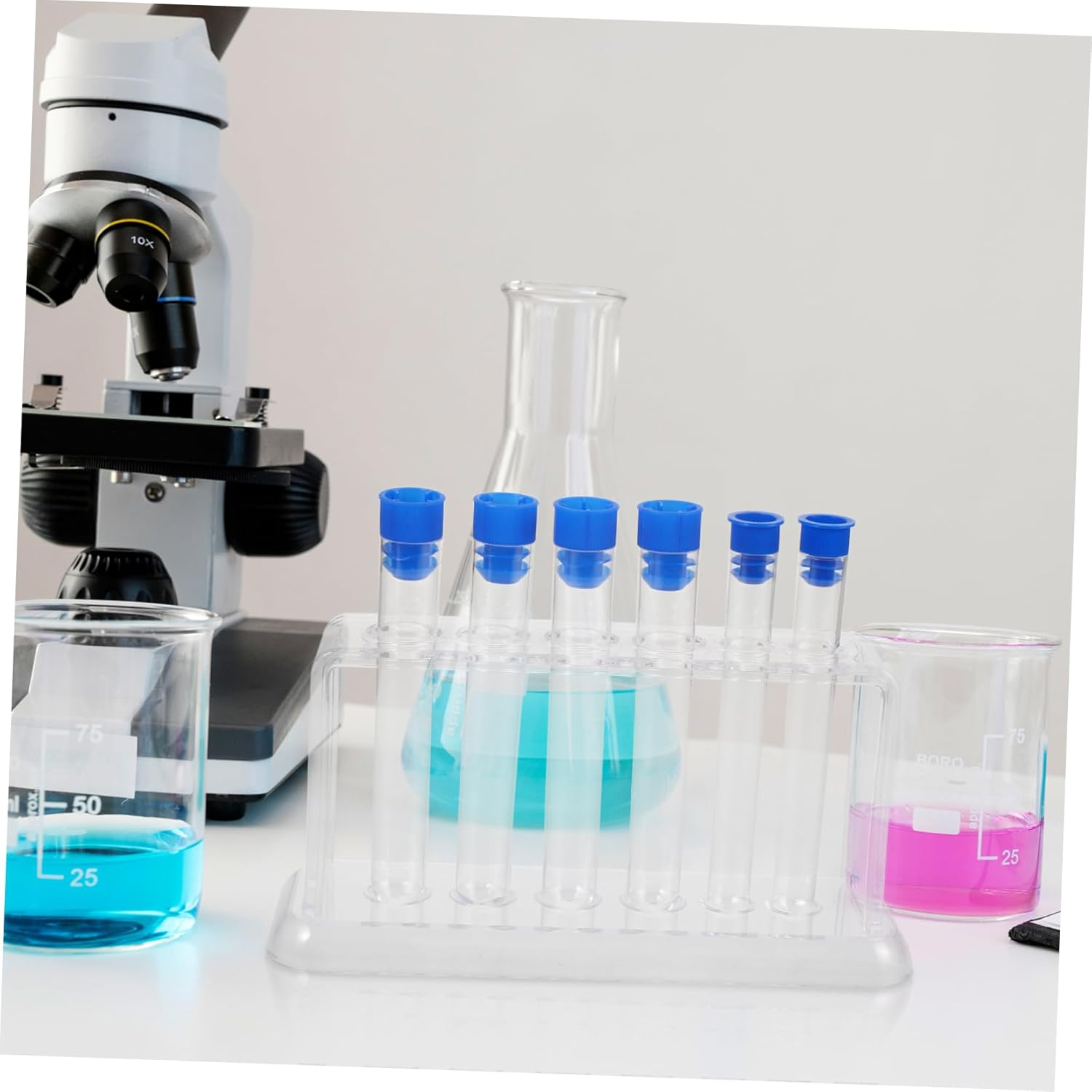JECOMPRIS 1 Set Test Tube Rack Pipe Sample Holder Microcentrifuge Tube Rack Test Tubes with Lids and Rack Small Test Tube Tubes Holder Beakers Api Test Tube Holder Toy Plastic Storage Rack image number 6