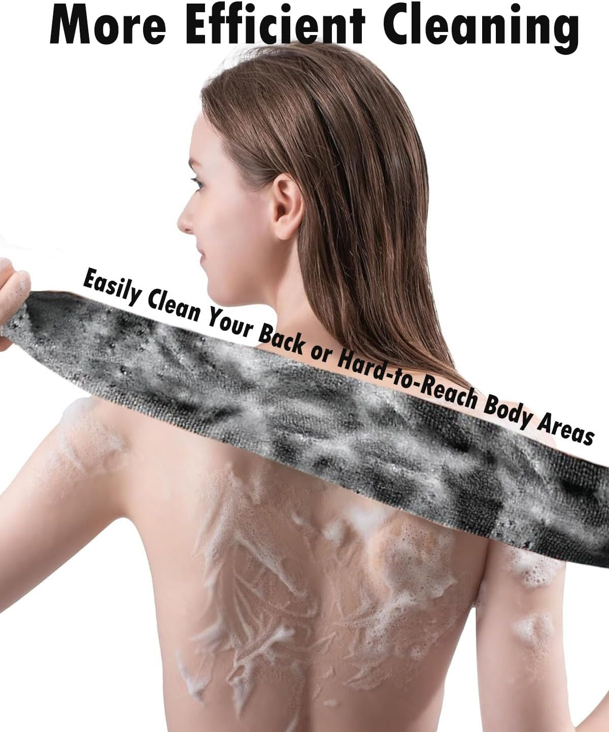 African Exfoliating Net Sponge, 33 Inch Long Bathing Sponge Shower Body Scrubber Net for Back Skin Smoother, Daily Use (Black/Blue/Brown/Yellow/Pink/Purple) - Black/Blue/Brown/Beige image number 5