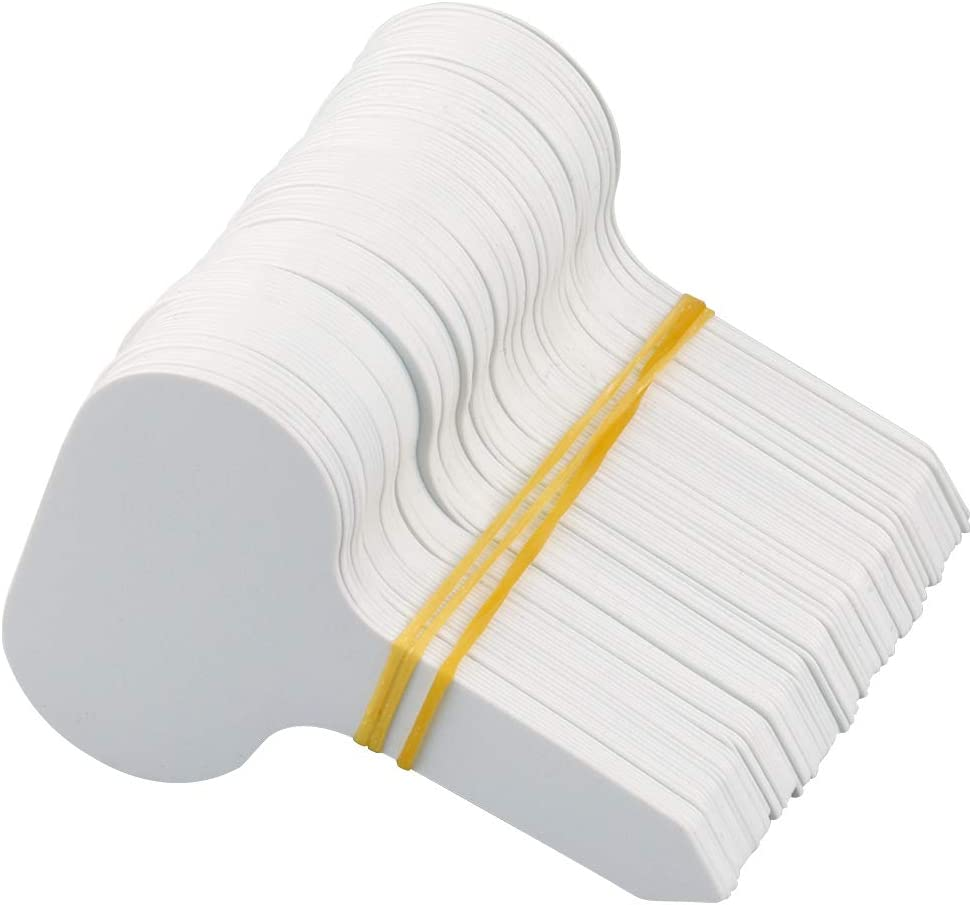 KINGLAKE 100 Pcs White Plastic Plant Labels Waterproof T-Type Plant Tag Nursery Flower Garden Labels image number 1