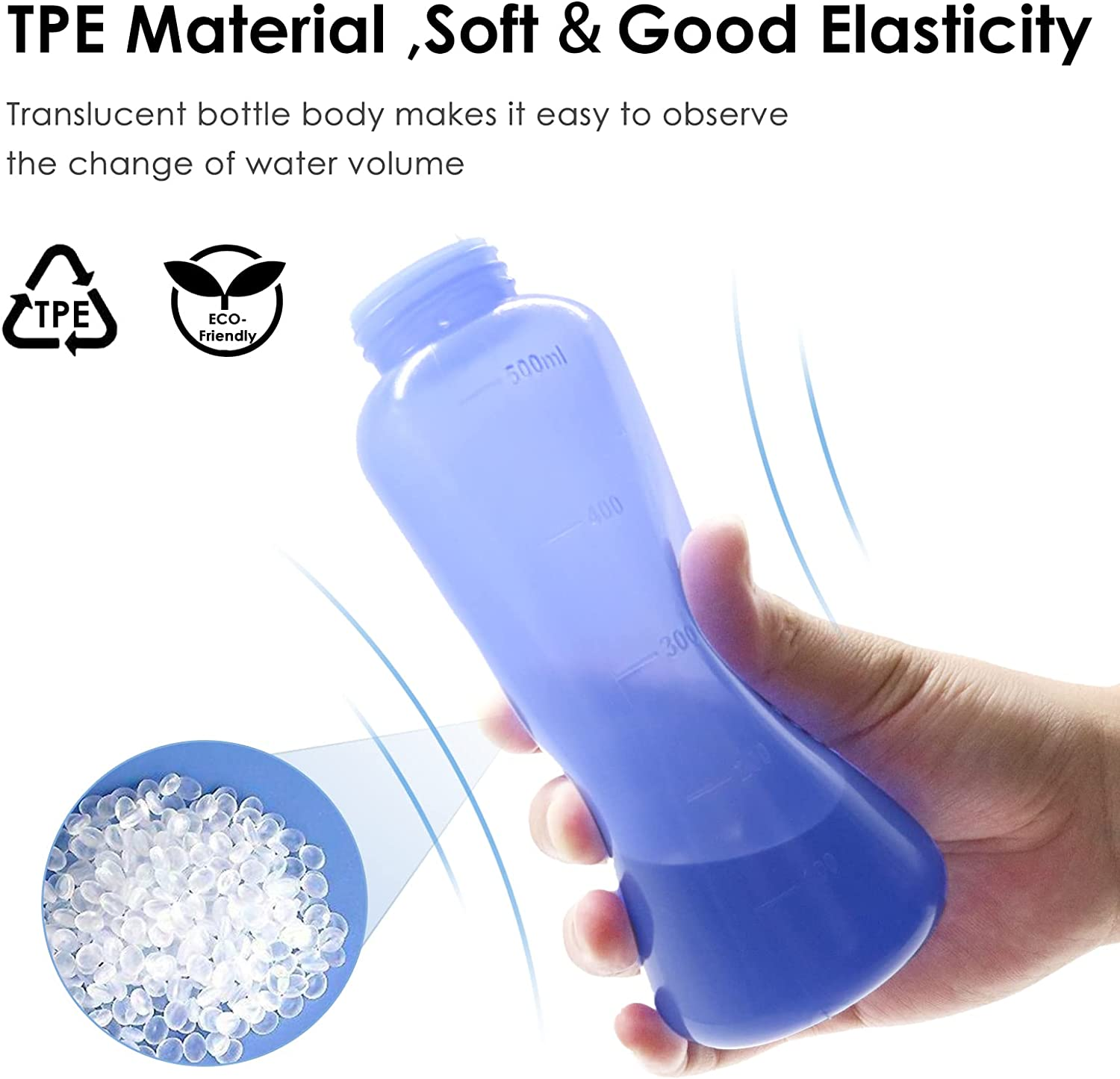 RUFCRIL Peri Bottle, Portable Travel Bidet with Carry Bag, TPE Material Can Be Boiled, 500Ml Capacity with 2 Sealing Ring,Essentials for Postpartum Perineal Care,Hemorrhoid Treatment,New Baby image number 1