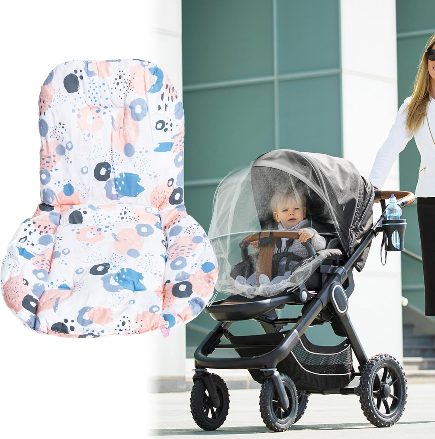 Beaupretty Colorful Stroller Cushion Pad Soft Cotton Seat Liner for Prams and Dining Chairs Warm Cart Insert for Travel and Outdoor Use Breathable Seat Support Cushion for Newborns image number 3