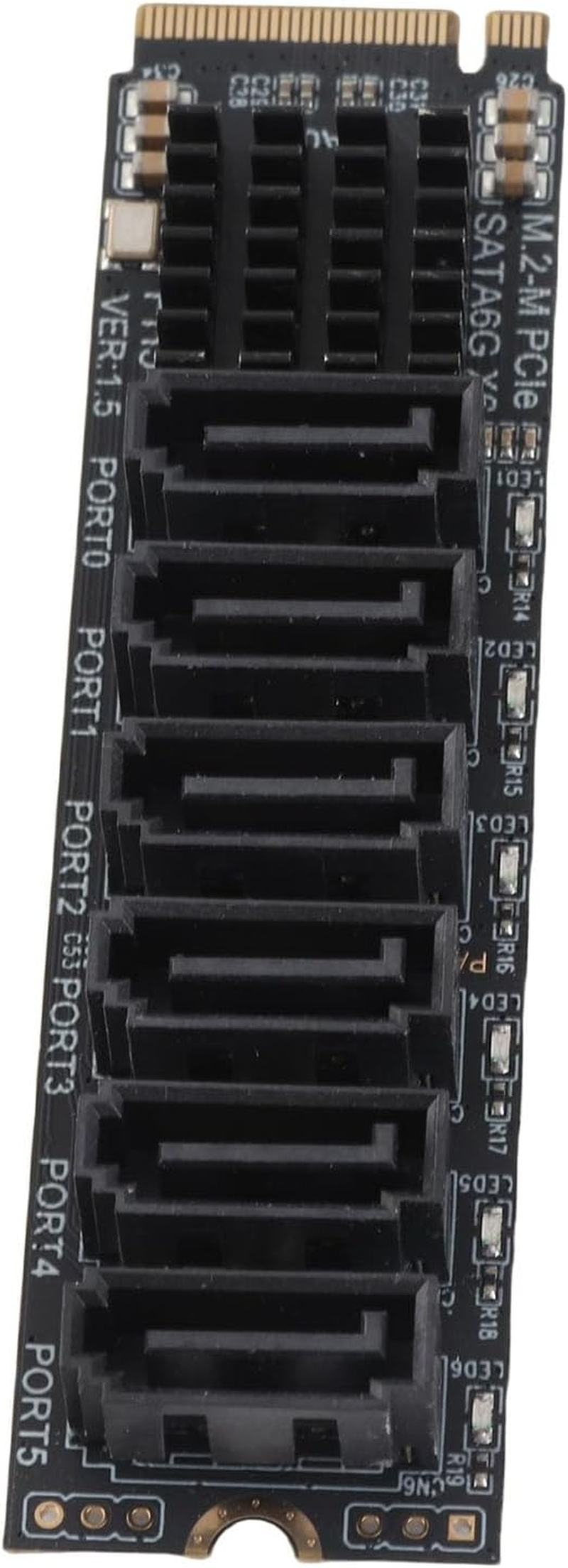 Bewinner M.2 to SATA3.0 Expansion Card 6 Portssata 3.0 Controller Pcie Expansion Card for ASM1166 Chip Adapter Card PCIE3.0 X2 16Gbps SATA3.0 6Gbps X 5 Support 6 SATA Devices image number 2