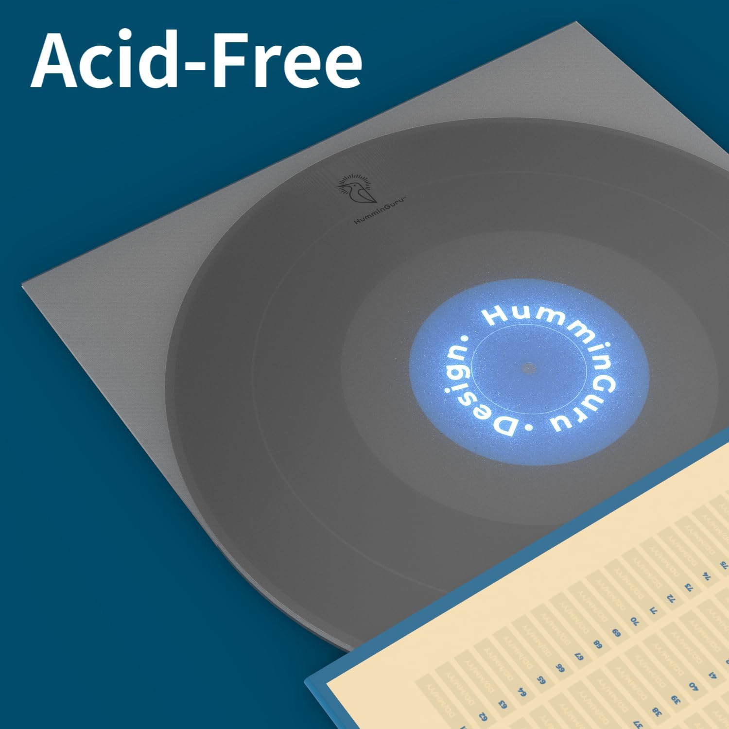 Humminguru Vinyl Record Inner Sleeve 12 Inch, Acid Free & anti Static Vinyl Sleeves, 1.5Mil HDPE Inner Record Sleeves, round Bottom Record Sleeves for Album Covers,50 Pack (12" Inner Sleeves) image number 4
