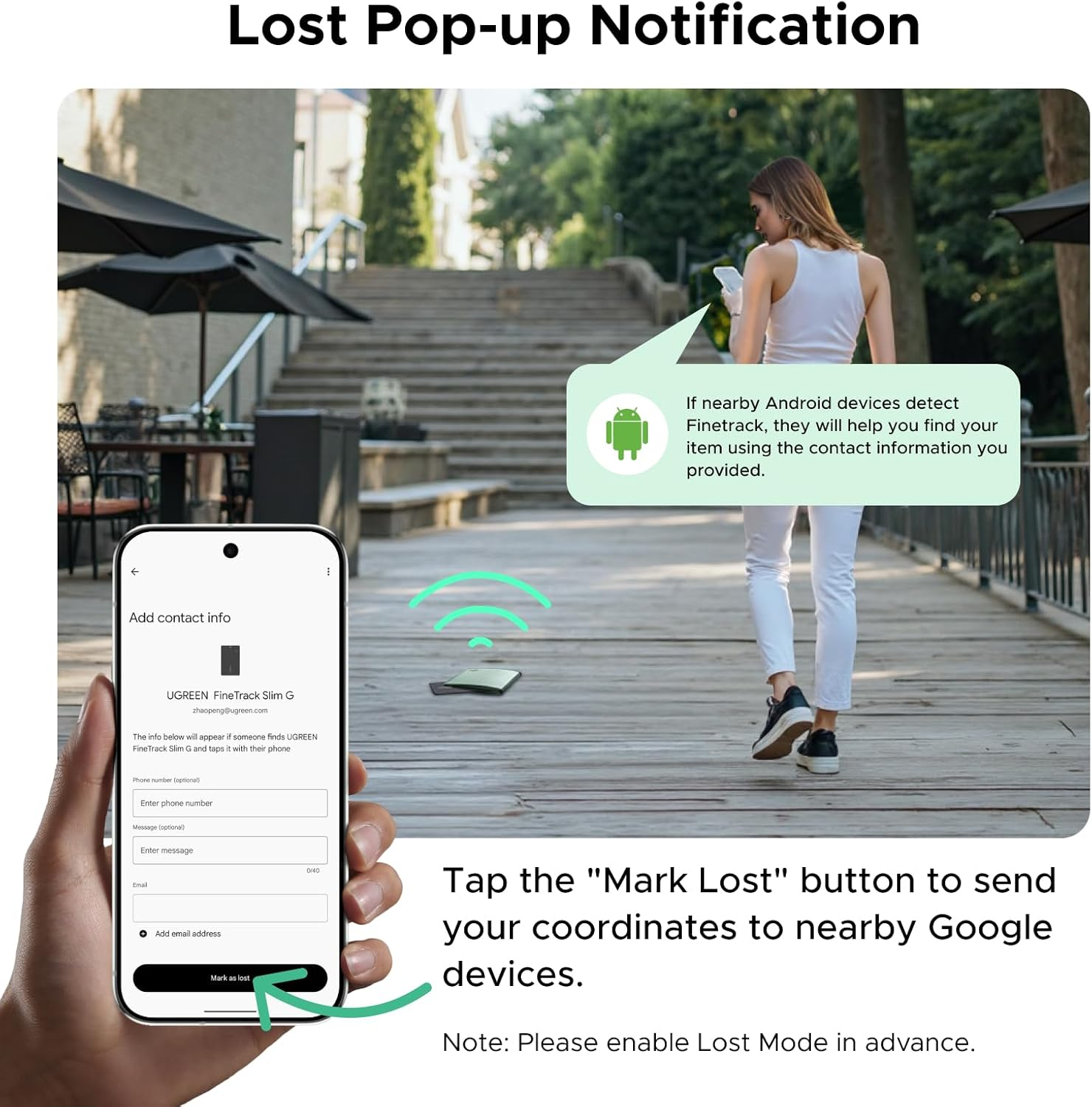 UGREEN Finetrack Slim Smart G Bluetooth Tracker (Android Only), 5 Year Battery Life Google Smart Tracking Tag Work with Find Hub App, IP68 Waterproof Wallet Finder for Android 1.7Mm Ultra-Slim image number 3