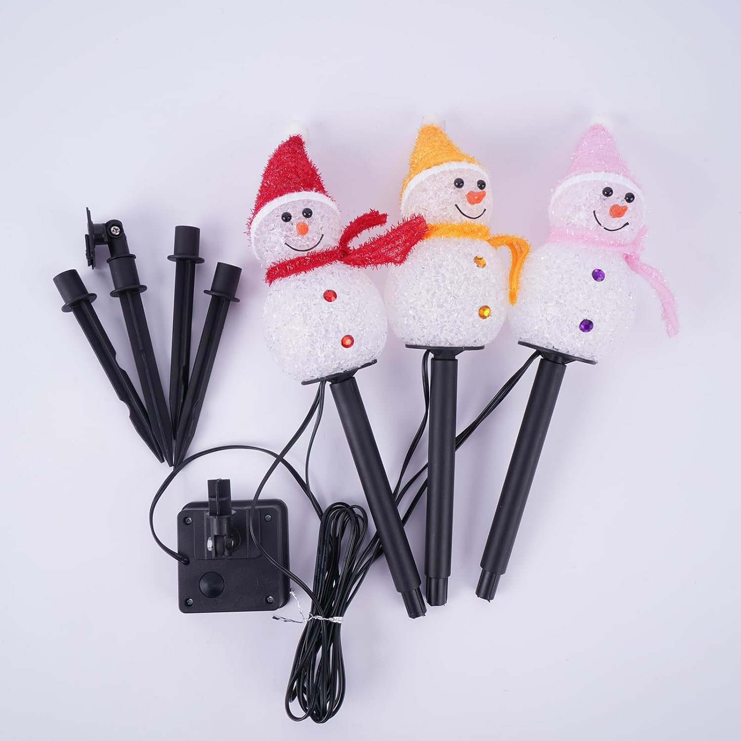 Solar Christmas Pathway Lights Outdoor Decor, Set of 3 Led Snowman Stake Lights, Waterproof Walkway Landscape Light for Winter Yard, Garden, Solar Christmas Decorations image number 5