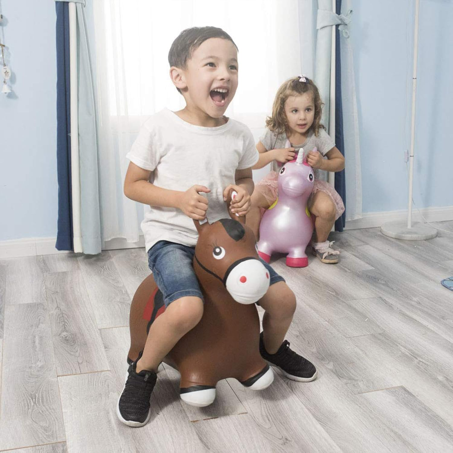Bouncy Horse for Toddlers 1-3, Inflatable Riding Toy for Kids, Toddler Bounce Animal (Horse 2) - Giraffe image number 6