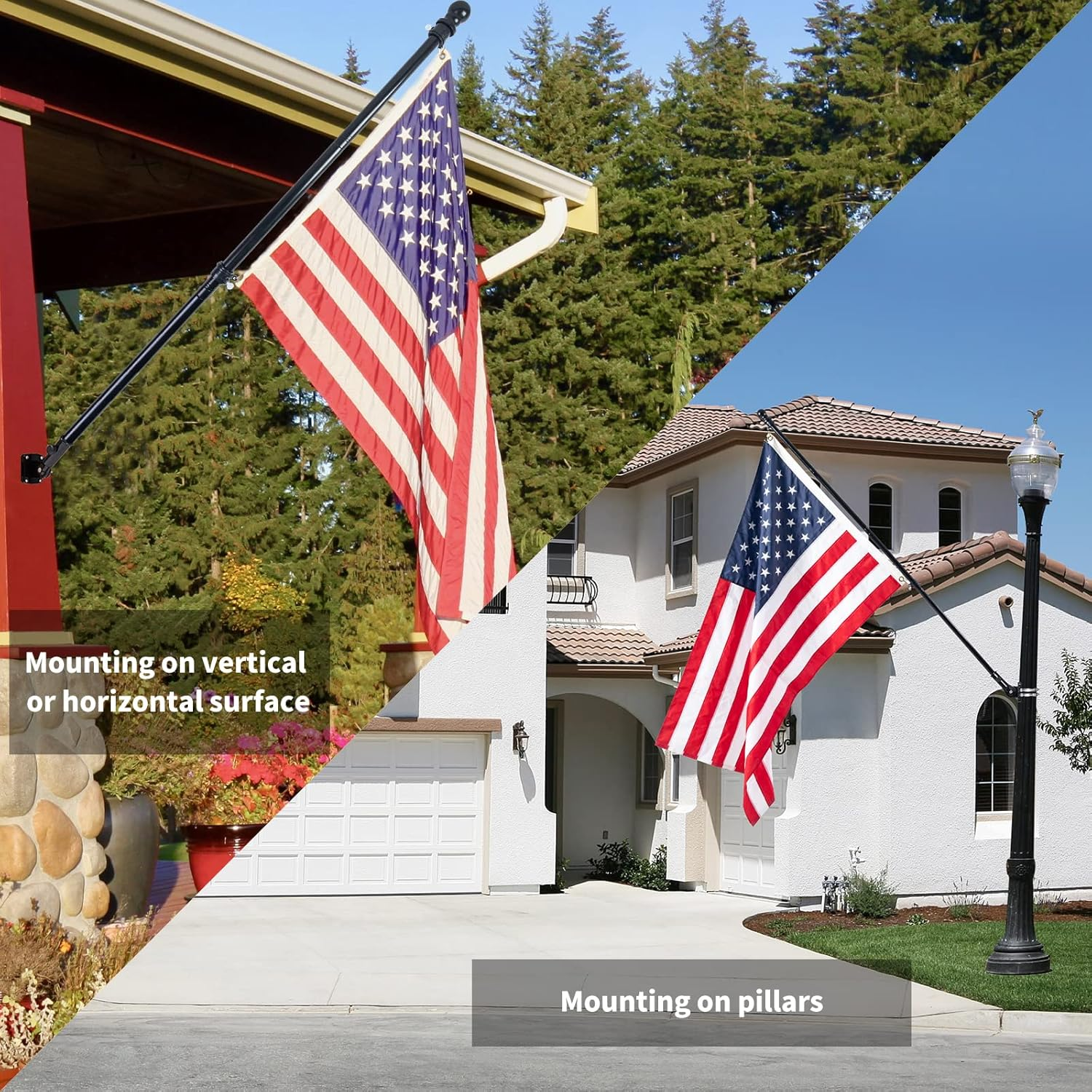 NQ Flag Pole Holder Adjustable, Flag Pole Bracket for outside House Heavy Duty Aluminum, Multi-Position Flag Pole Mounting Bracket Rust Free with Hardwares, 1" Inner Diameter (Black- 1 Pack) image number 5