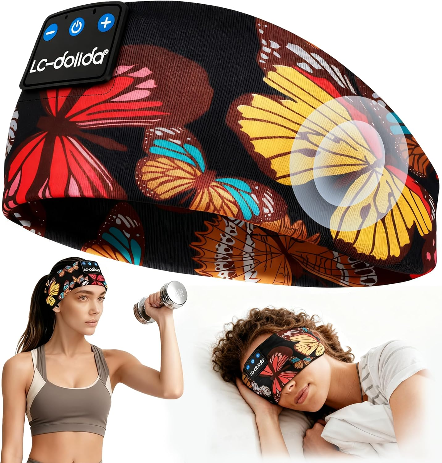 Lc-Dolida Sleep Mask with Bluetooth Headphones, Painting Sleep Headphones Bluetooth Headband for Sleeping Sports Sleep Mask for Side Sleeper, Best Gift and Travel Essentials image number 2