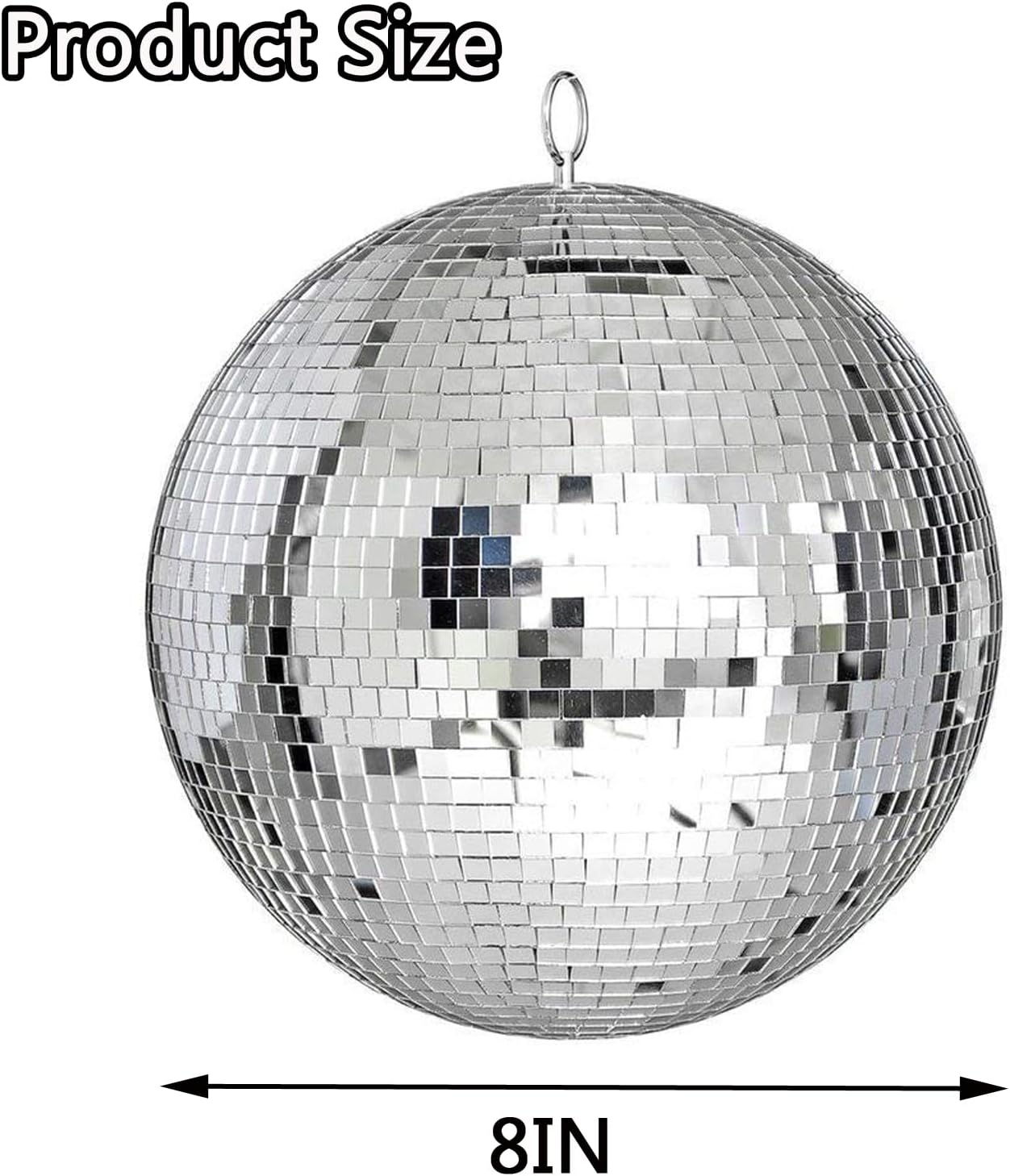 Alytimes Mirror Disco Ball - 8-Inch Cool and Fun Silver Hanging Party Disco Ball &ndash;Big Party Decorations, Party Design image number 4