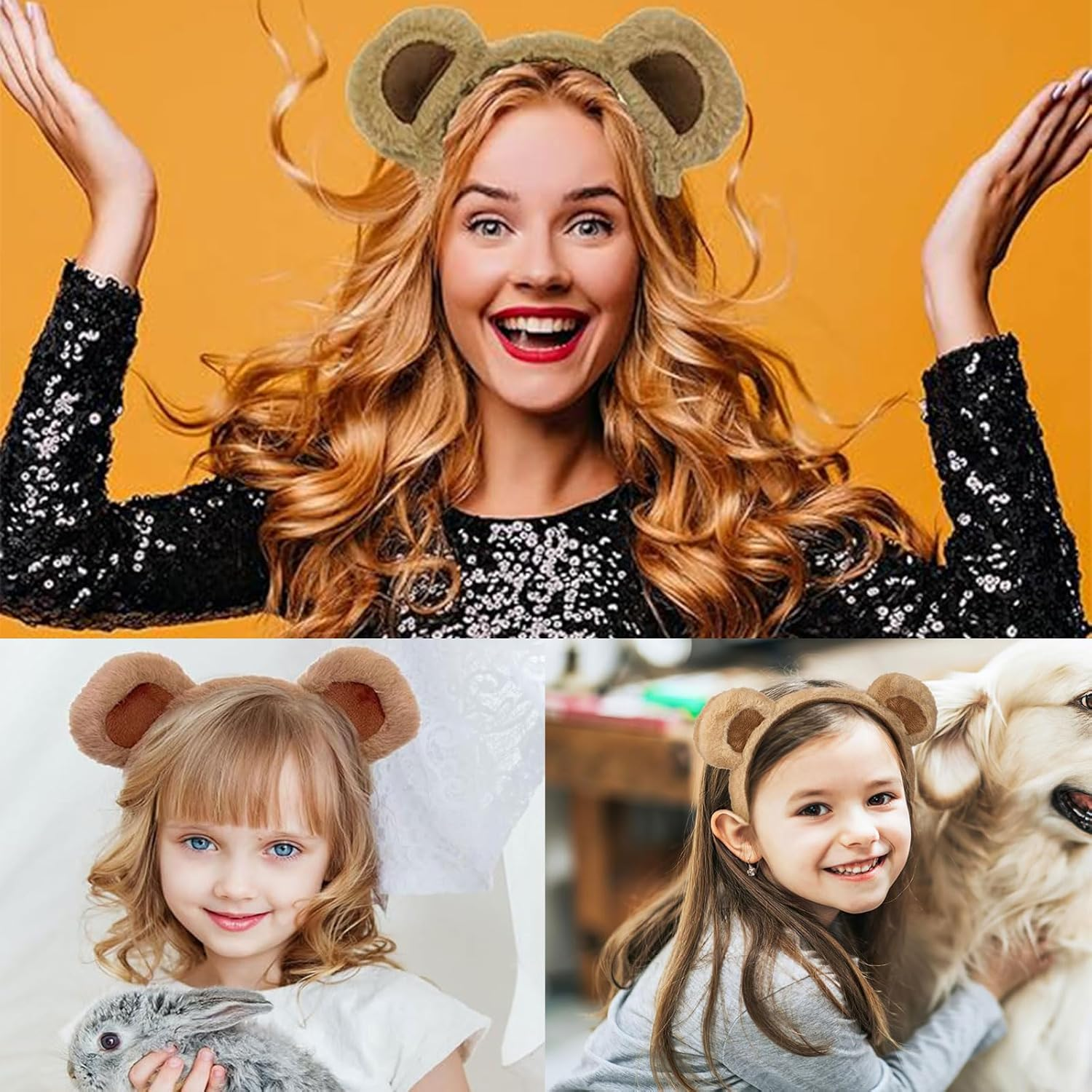 Bear Ears Headband, Bear Ears Headband, Women'S Headpiece, Party Headband, Face Wash Headband, Festival, Christmas, Halloween, Carnival, Hairband, Cosplay Headband Accessories image number 5