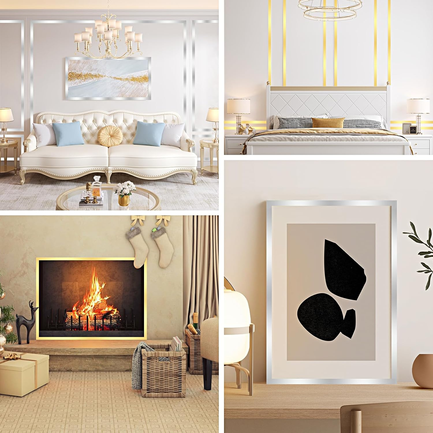 2Cm-300Cm Peel and Stick Moulding,Self-Adhesive Tile Trim Stainless Steel,Flexible Edging Strip Gold Metalized,Moulding Trim Corner Trim for Mirror Frame Ceiling Cabinet Tile Fireplace（Silver） image number 3