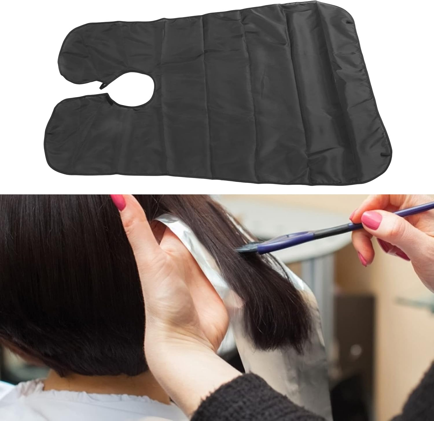 Salon Hairdressing Cape Waterproof Polyester Super Silky Full Coverage Adjustable for Everyone Black image number 6