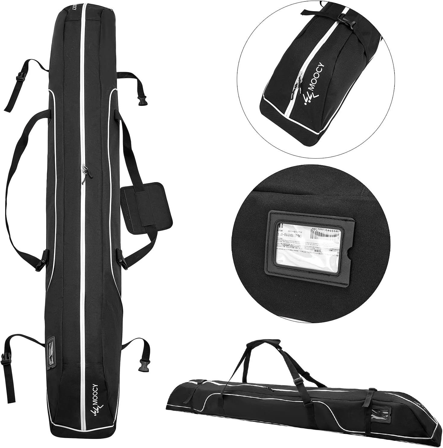 Ski Bag, Single Ski Bag for Travel 600D Polyester Water-Resistant with Adjustable Shoulder Strap for Snow Gear, Poles and Accessories image number 2