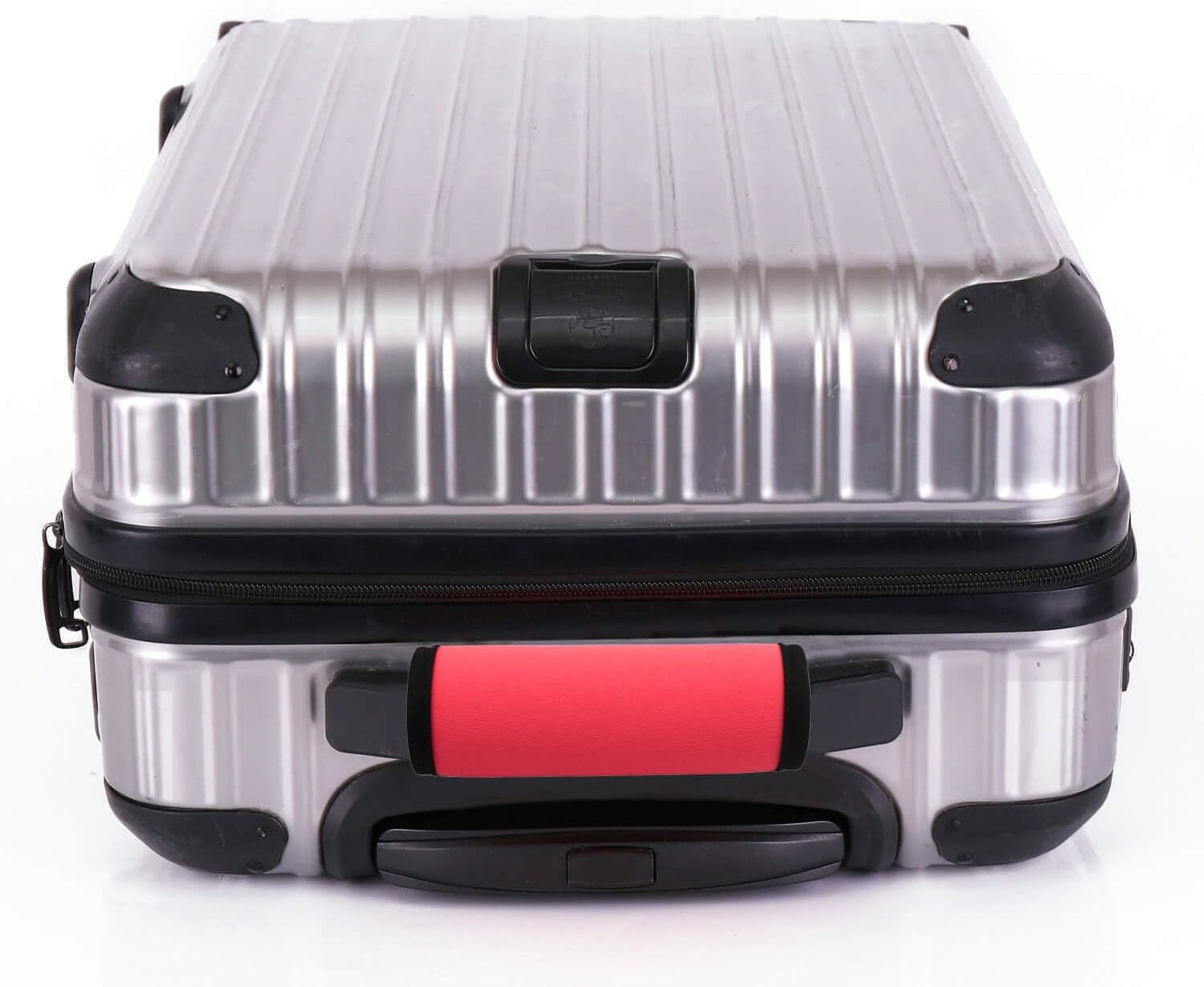 Gowraps Neoprene Luggage Handle Wraps for Traveling Bright Color Luggage Tags|Handle Wraps|Handle Covers (Tomato) image number 5