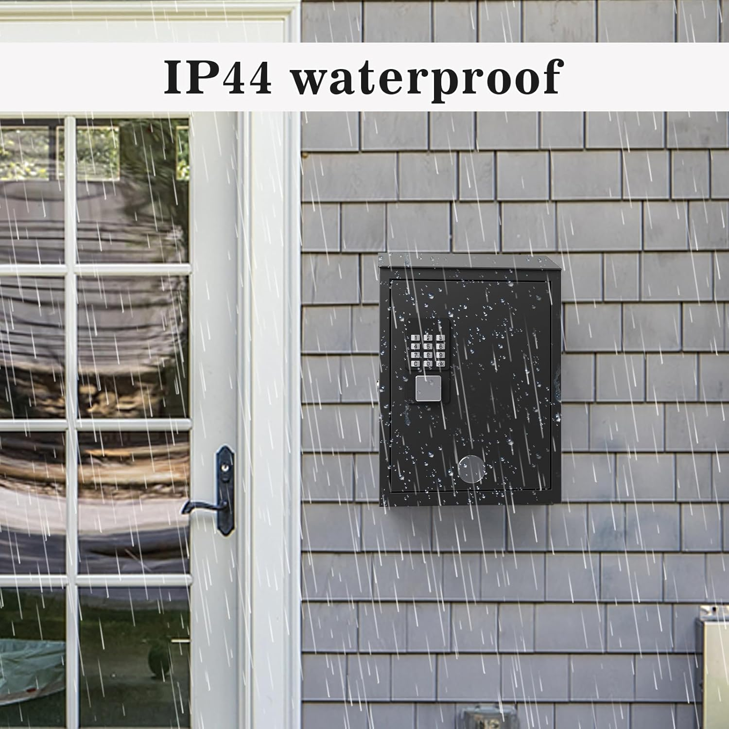 Mailbox with Electronic Lock, Wall Mount Locking Postbox for House, OTP/APP Bluetooth/Wi-Fi/Fixed Code/Key Unlock, Large Capacity for Collect Letters, Key Drop Box, Black, Waterproof, 14X4X10In image number 1