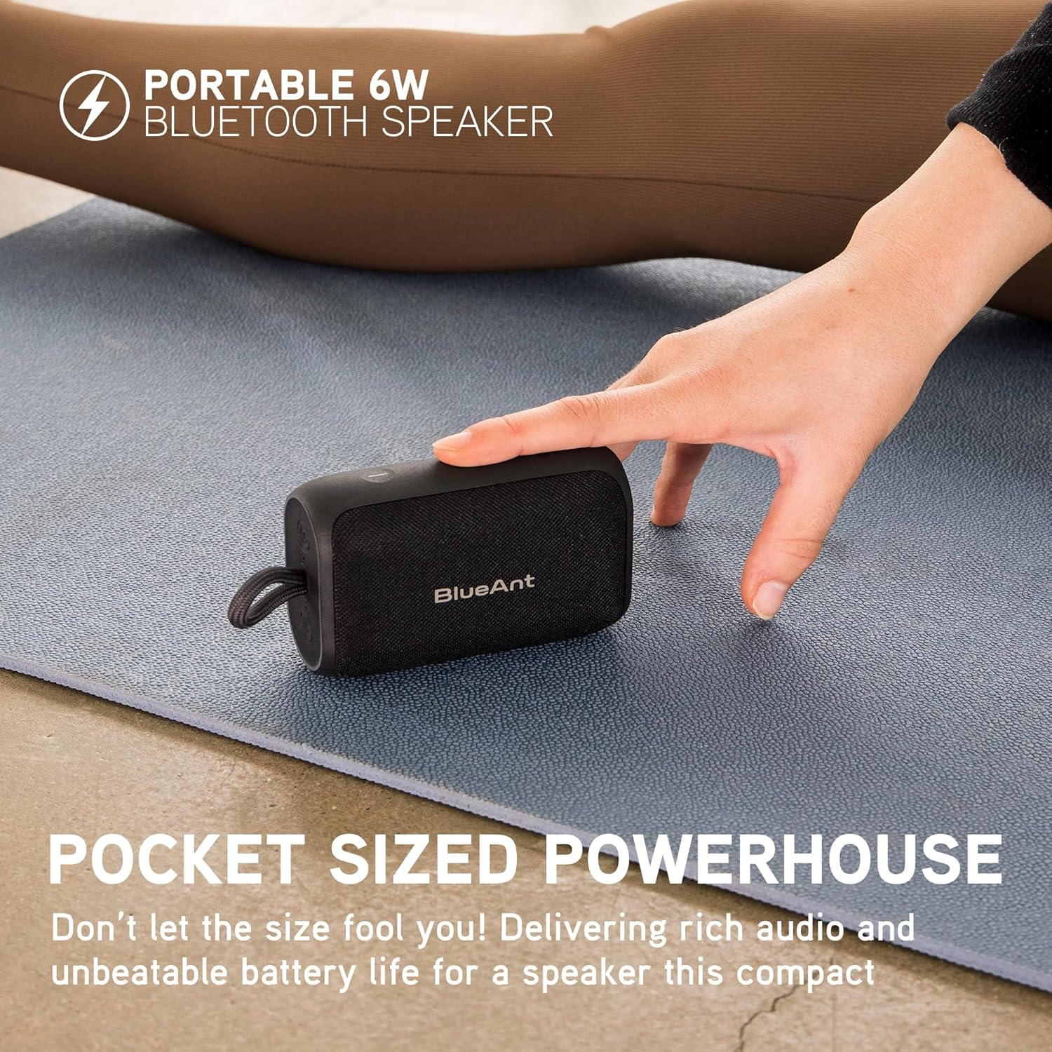 Blueant X0I Mini Portable Bluetooth Speaker, Compact Design with Big Sound, Splashproof for Outdoor Use, Long Battery Life, Black image number 5