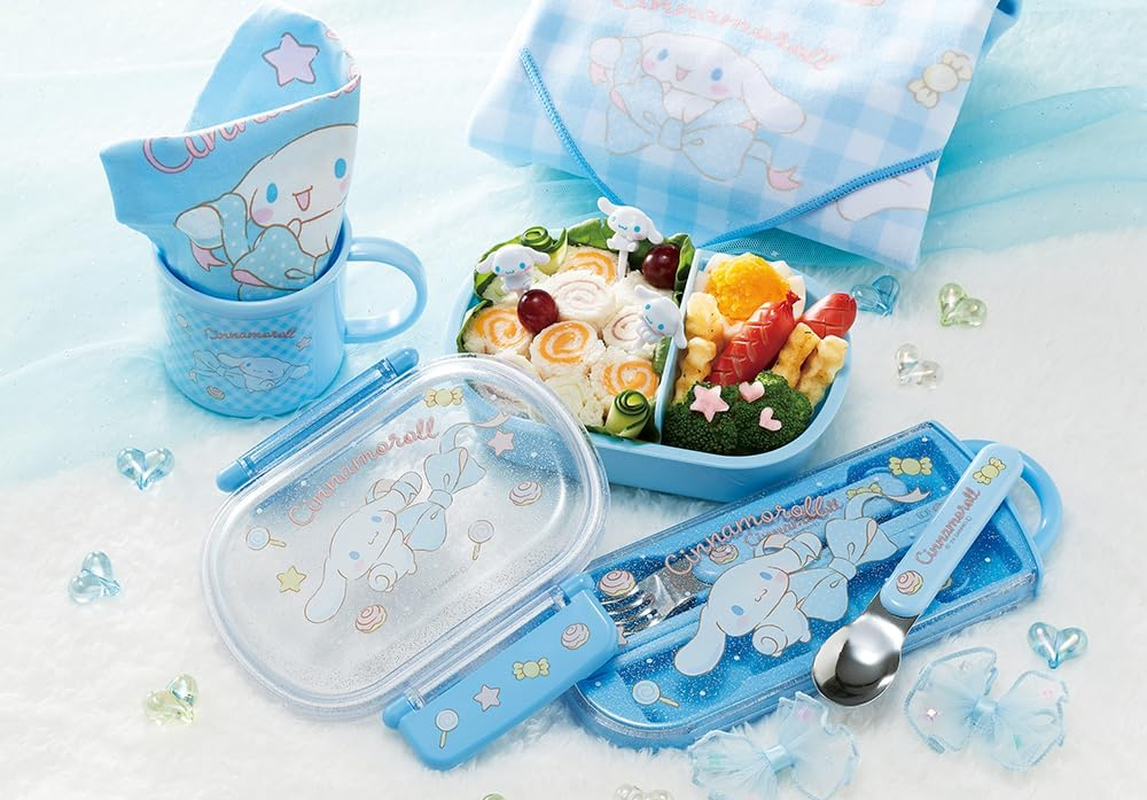 Skater TACC2AG Children'S Lunch Box Trio Set, Chopsticks, Spoon and Fork, Antibacterial, Easy to Open Slide Type, Made in Japan, Sanrio Cinnamoroll, Big Ribbon, Girls image number 3