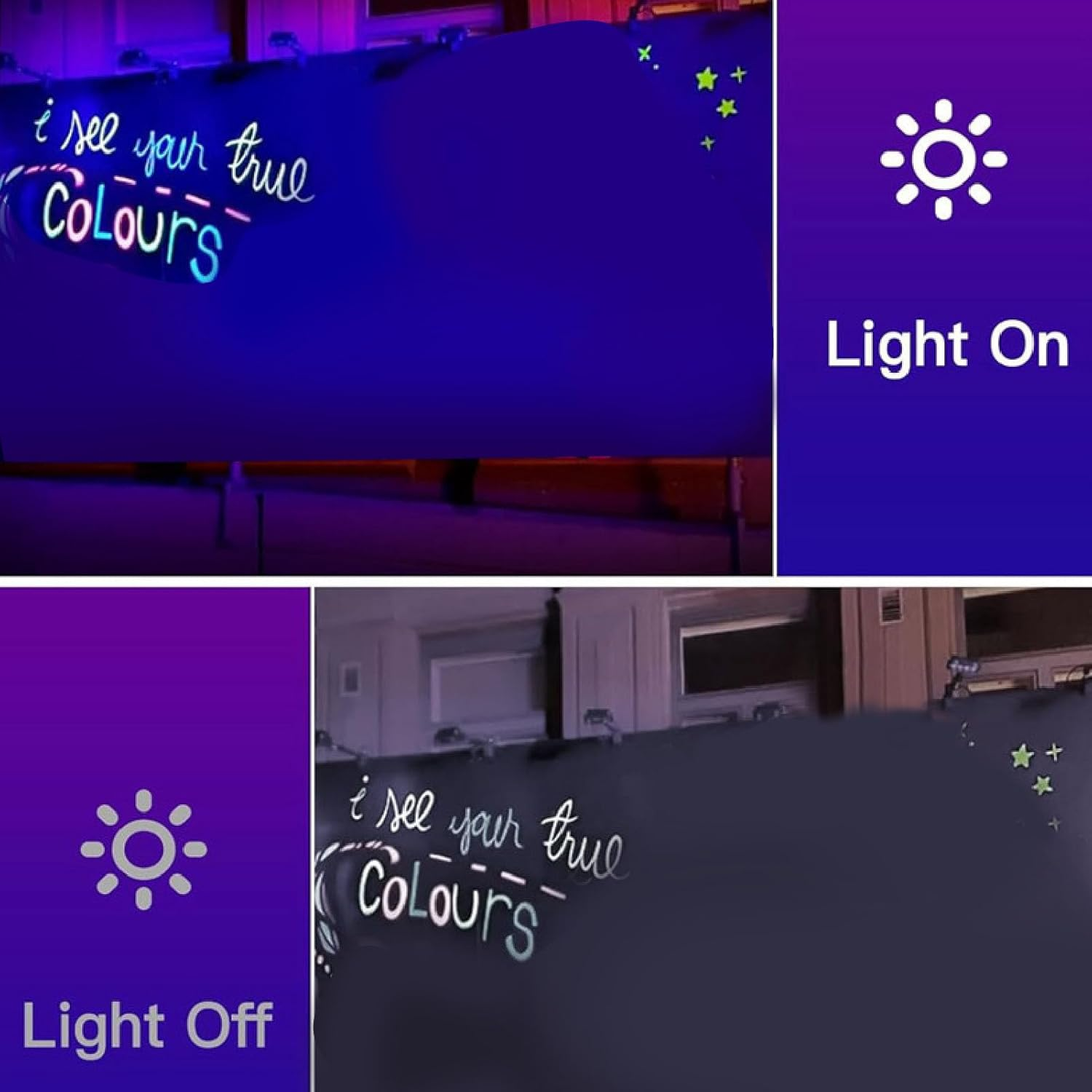 LED Shop Light Bar, USB Power under Cabinet Lighting Plug and Play 380 to 400Nm Wavelength 1Ft Blacklight LED Tube with 58In Power Cord for Party Decoration image number 5