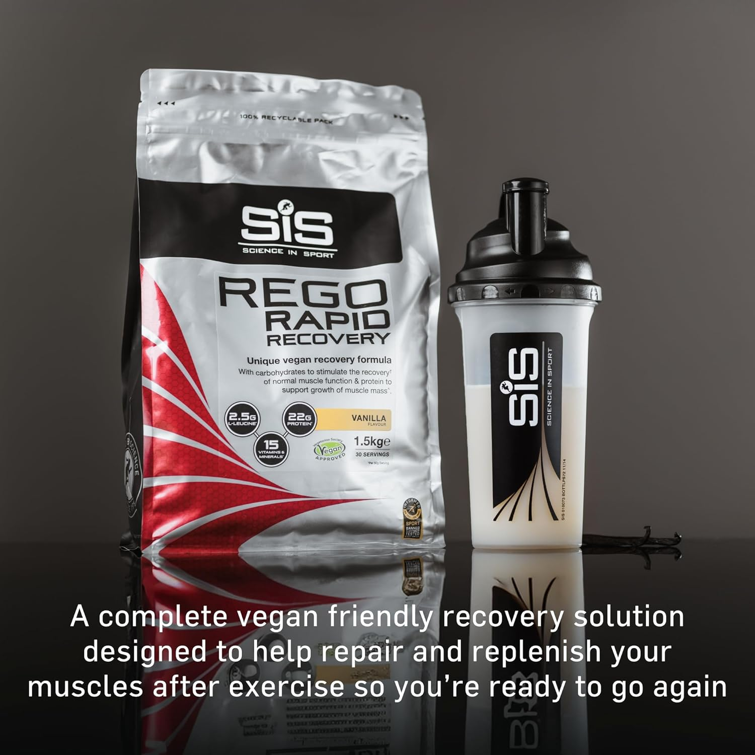 Science in Sport REGO Rapid Recovery Protein Powder | Vegan Protein Powder with Added L-Leucine, Vitamins and Minerals for Muscle Recovery | Vanilla, 30 Servings, 1.5Kg image number 6