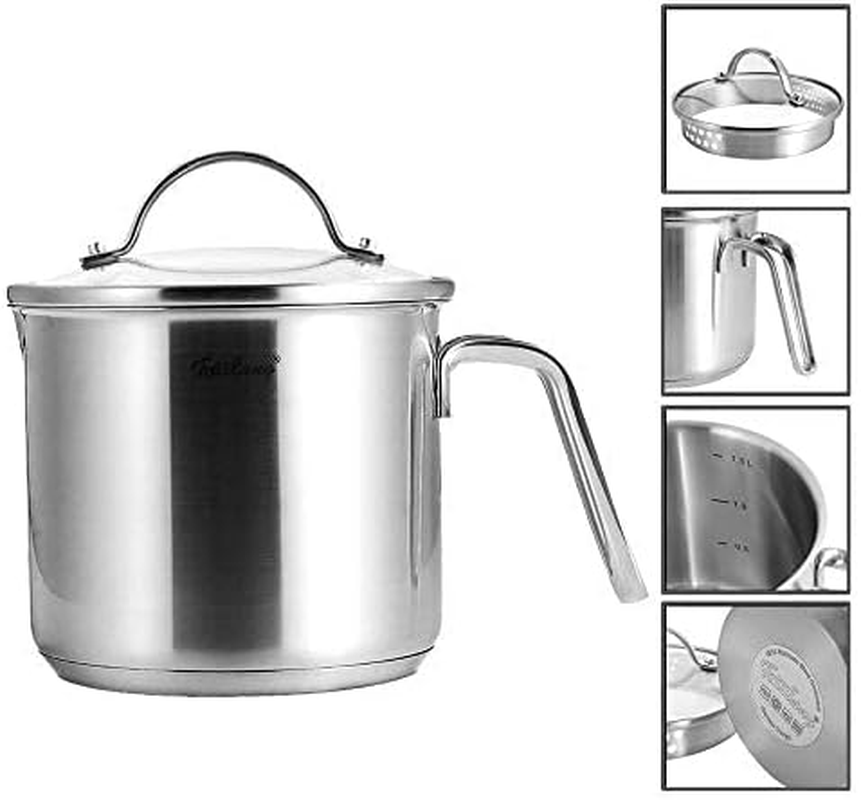 1.5 Quart Stainless Steel Saucepan with Pour Spout, Saucepan with Lid, Mini Milk Pan with Spout - Perfect for Boiling Milk, Sauce, Gravies, Pasta, Noodles image number 6