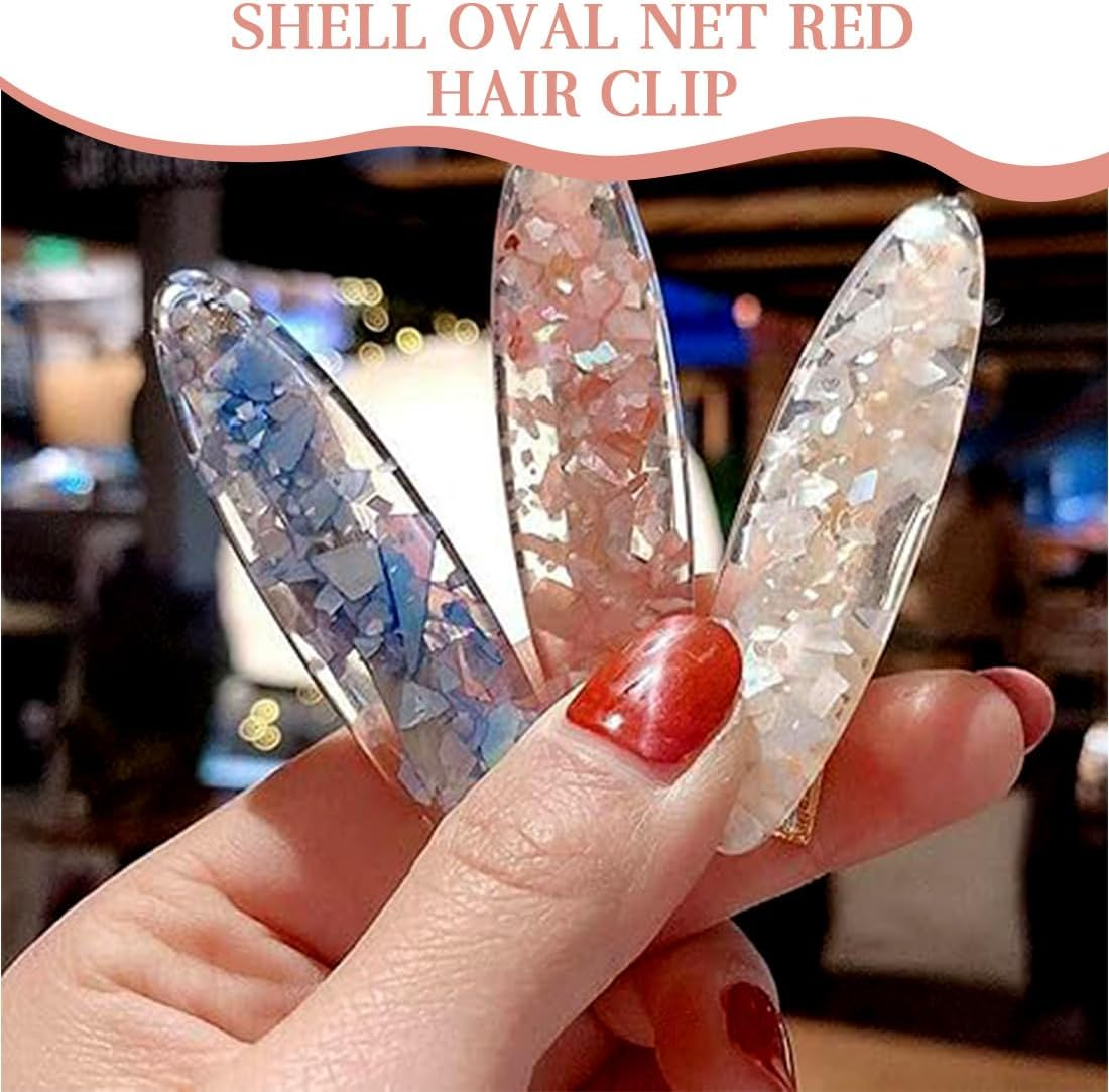Pack of 3 Oval Hair Clips Automatic Large Classic Hair Clips Hair Clip Hair Clips for Women French Hair Clips Fragmented Hair Pins for Fine Hair and Medium Thick Hair (3 Colours) image number 2