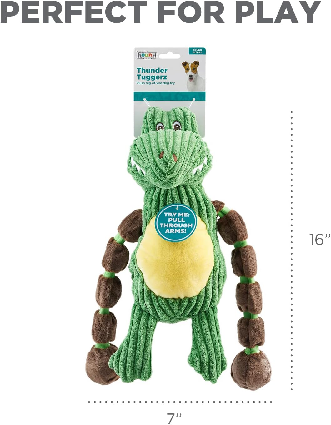 Charming Pet Thunda Tugga Plush Dog Toy - Tough and Durable Interactive Soft Animal Squeaky Tug Toy, Gorilla