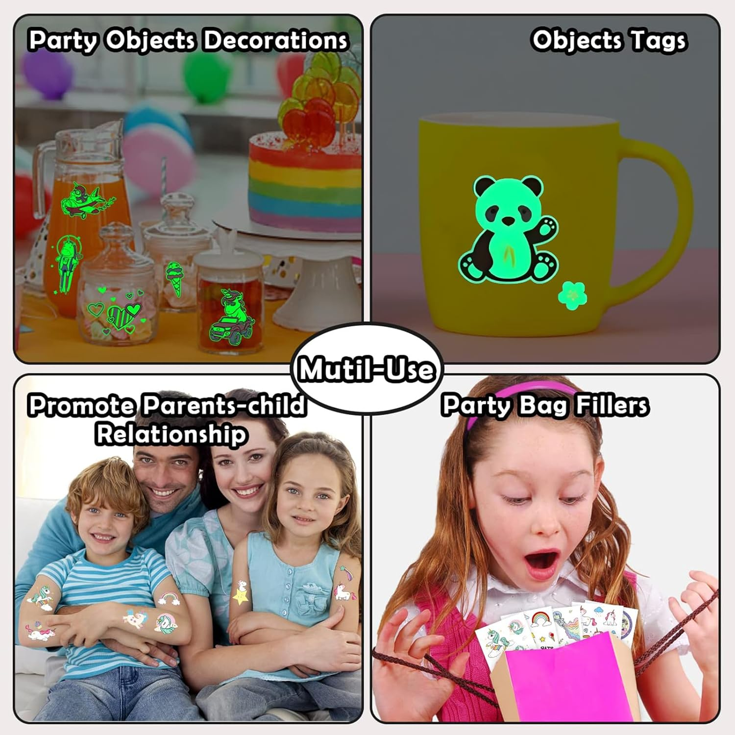 Luminous Butterfly Temporary Tattoos for Kids, 10 Sheets Glow in the Dark Butterfly Stickers Party Favors Decorations for Kids Girls - Butterfly image number 2