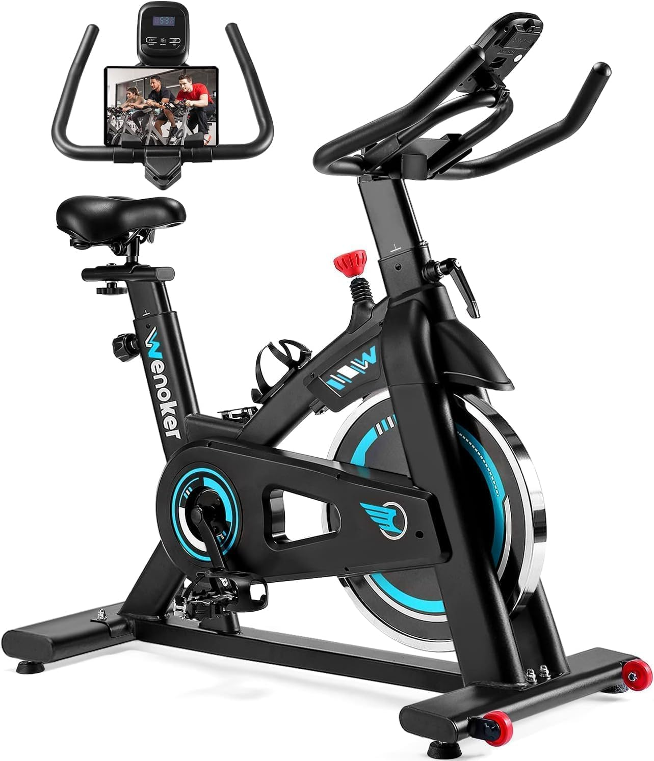 Exercise Bike, WENOKER Stationary Bike for Home, Indoor Bike with Silent Belt Drive, Heavy Flywheel, Comfortable Seat Cushion and Upgraded Digital Display image number 2
