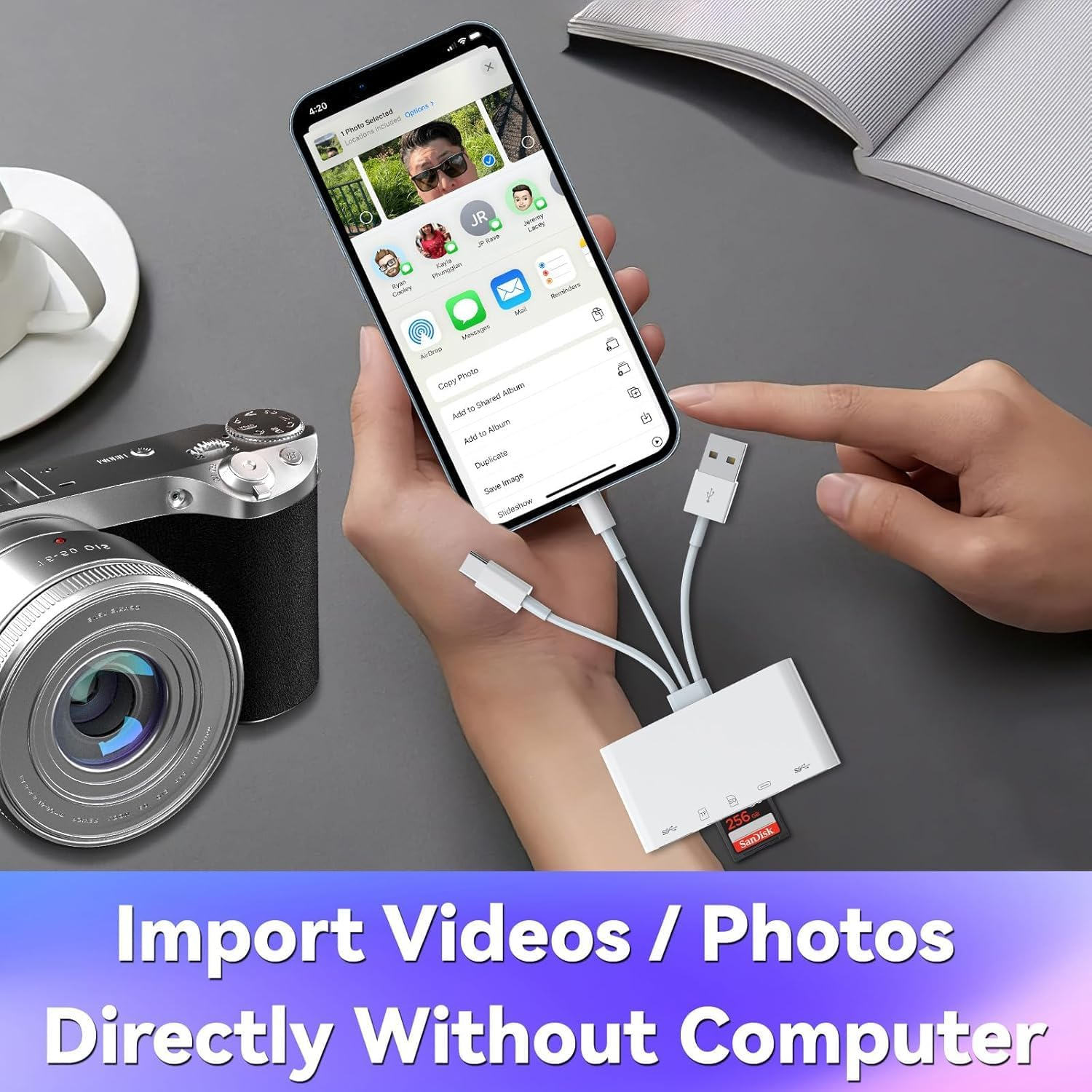 5-In-1 SD Card Reader for Iphone/Ipad, USB C & USB a Devices - Supports Sd/Micro SD/SDHC/SDXC/MMC image number 1