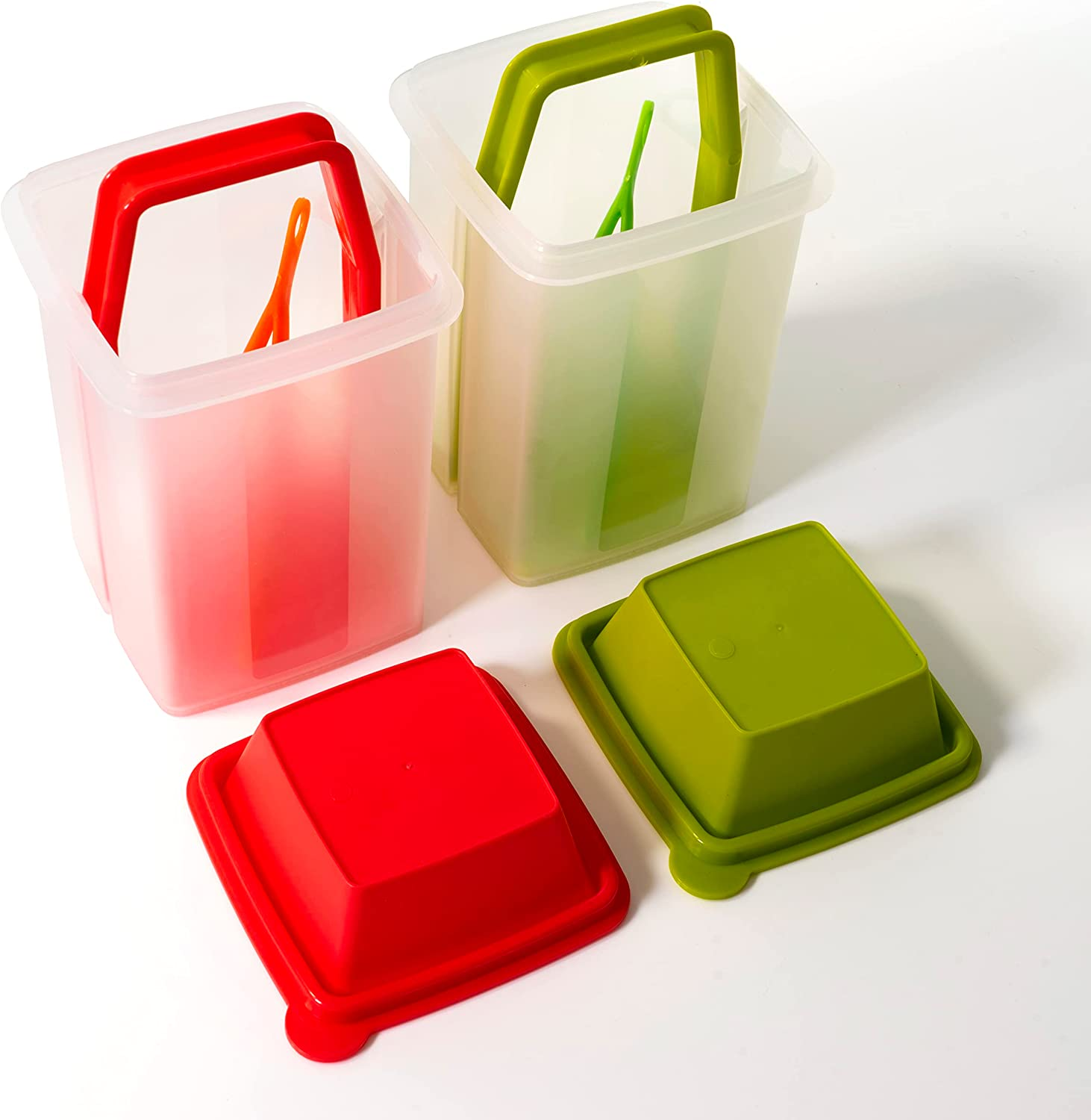 Pickle Jar with Strainer Insert - Set of 2 - Plastic Leak Proof Food Saver Container - for Fresh Fruit or Pickled Vegetables - Complete with Tongs image number 4