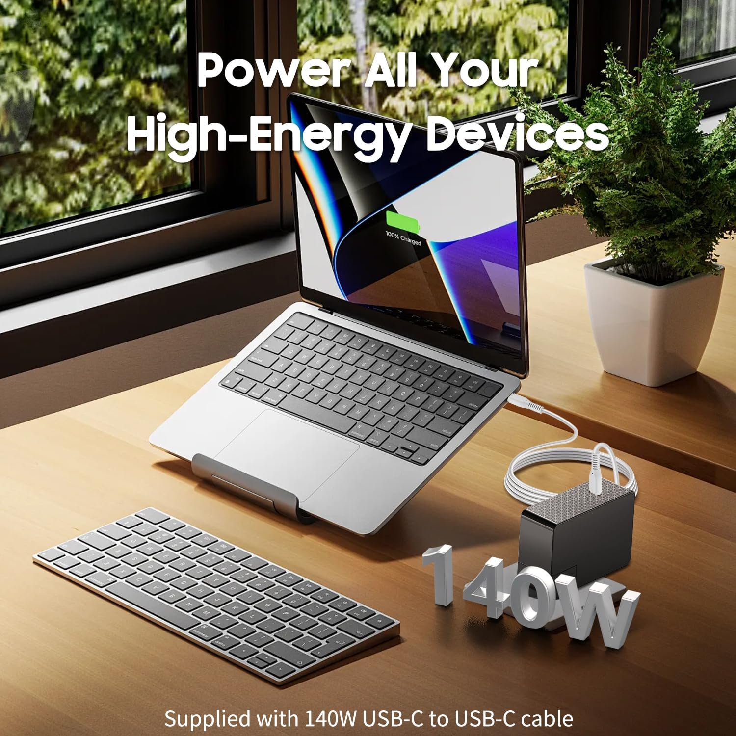 KFD Gan 140W 28V5A USB-C PD3.1 Charger for Macbook M3 M4 16'' 14'' Pro Air, Ipad Pro 2024, ASUS DELL HP OMEN, Galaxy S24 S23 Note 20, Iphone 16 15 Pro, Eero Poe, Msi AI Gaming Laptop Power Adapter image number 5