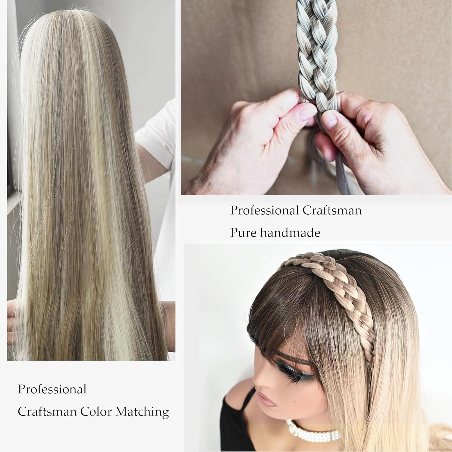 TOECWEGR 5 Strands Synthetic Hair Braided Headband Hairpiece Classic Chunky Wide Plaited Braids Elasticmulti Color Headband Ladies Beauty Hair Accessories - 1522 image number 2