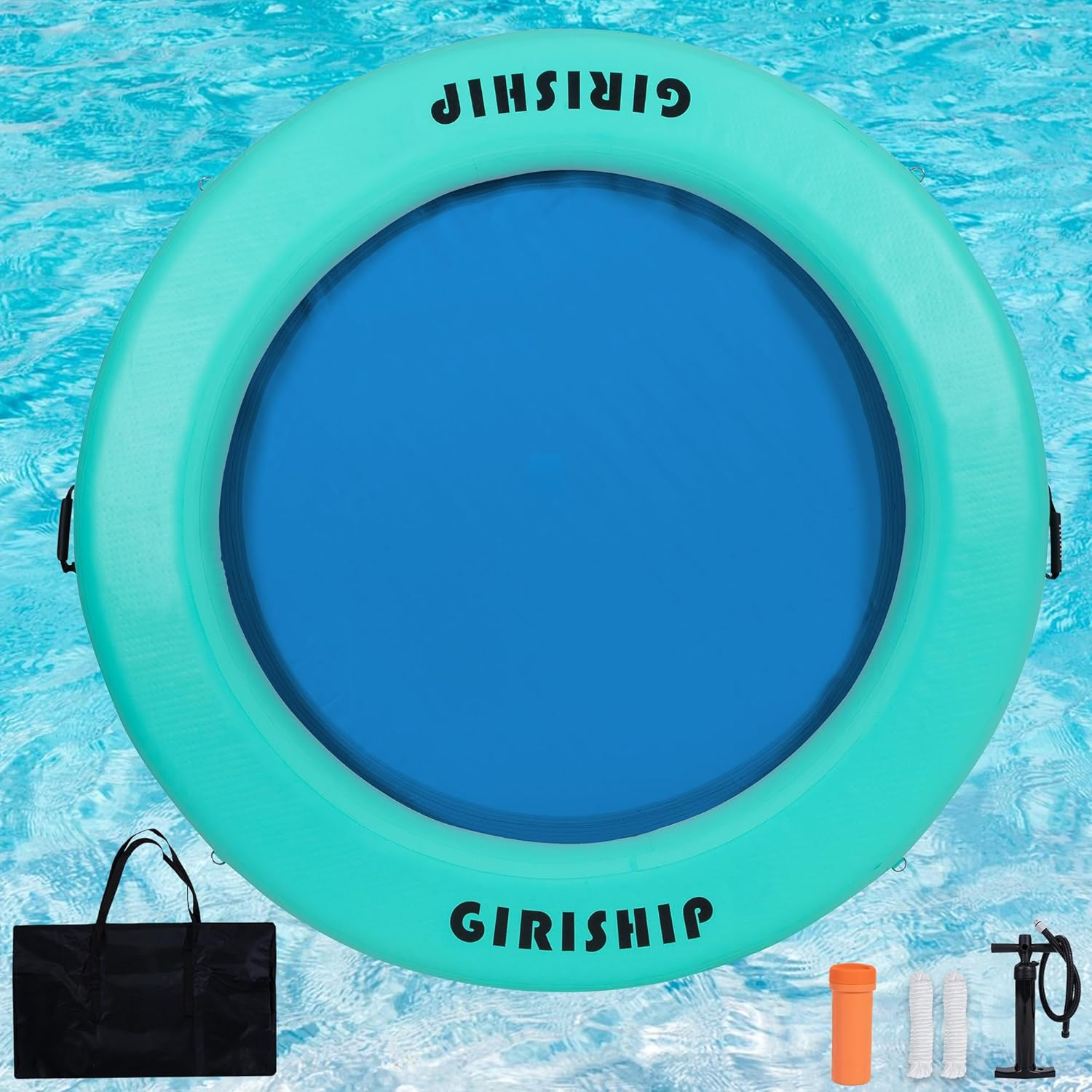 6FT Inflatable Floating Dock, Water Hammock Floating Ring, Pool Hammock Float Inflatable Dock for Adults, Floating Docks for Lakes and Pools