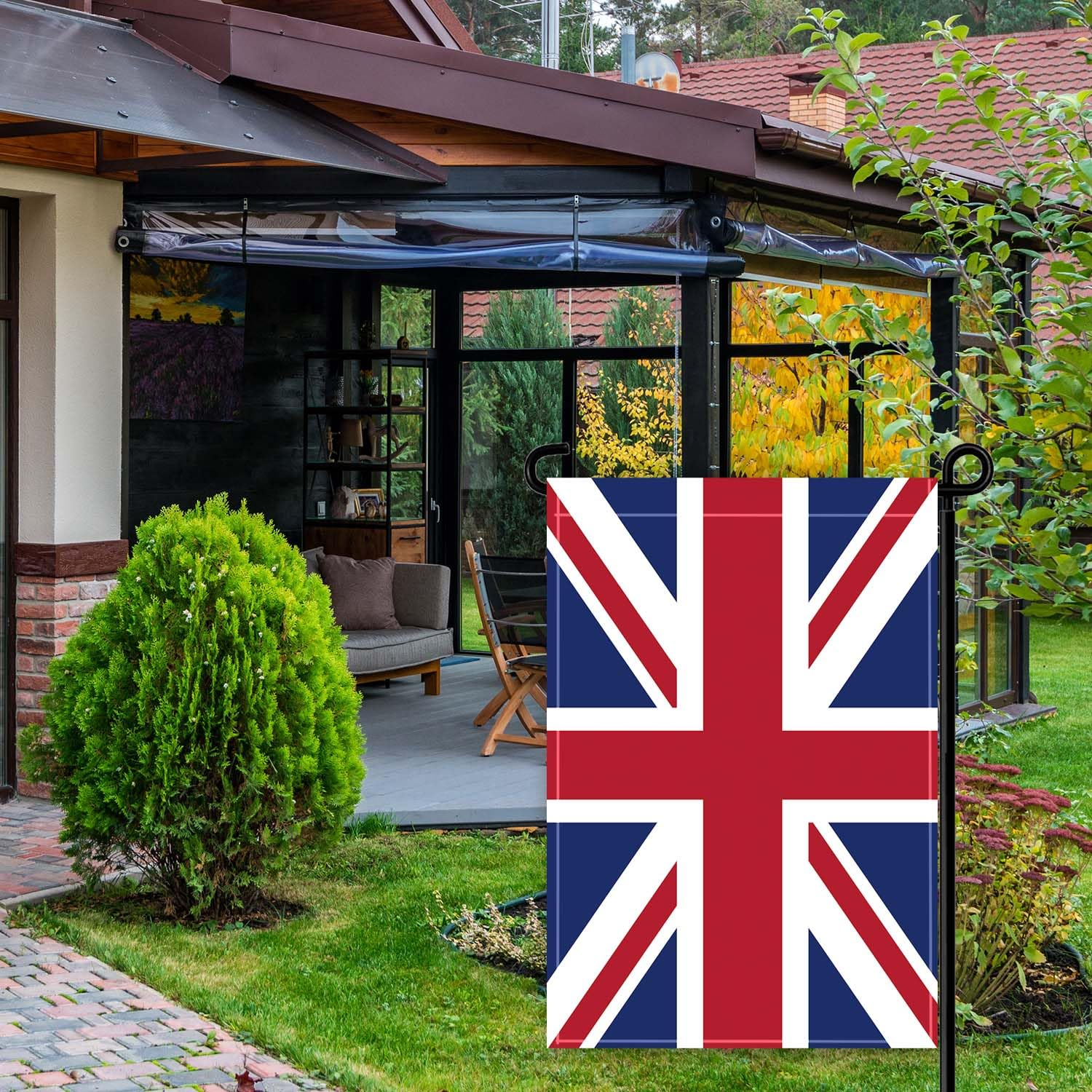 12&times;18 Inch British Garden Flag,30&times;45Cm Great Britain UK Garden Decor,Double Side Digital Printed 210D Polyester Decoration for Garden Patio image number 2