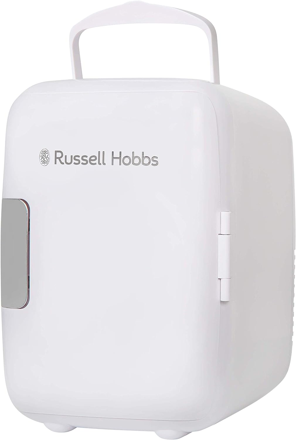 Russell Hobbs Mini Fridge RH4CLR1001B 4L/6 Can Portable Mini Cooler & Warmer for Drinks, Cosmetics/Makeup/Skincare, AC/DC Power, Retro Style, Black, for Bedroom, Home, Caravan, Car