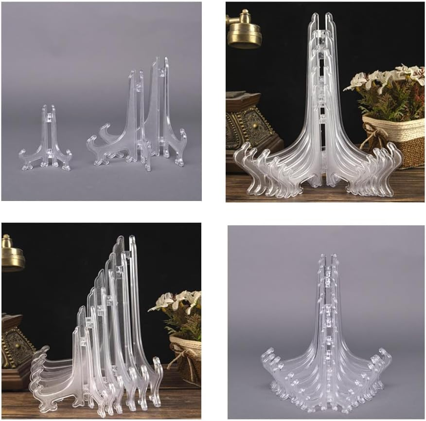 15 Pcs Clear Display Stands, Wanfoou Clear Plate Display Stand, Folding Picture Frame Holder Decorative Easel,For Home Decoration, Clear Plate Holders for Display Picture Artwork (3 Sizes) image number 3
