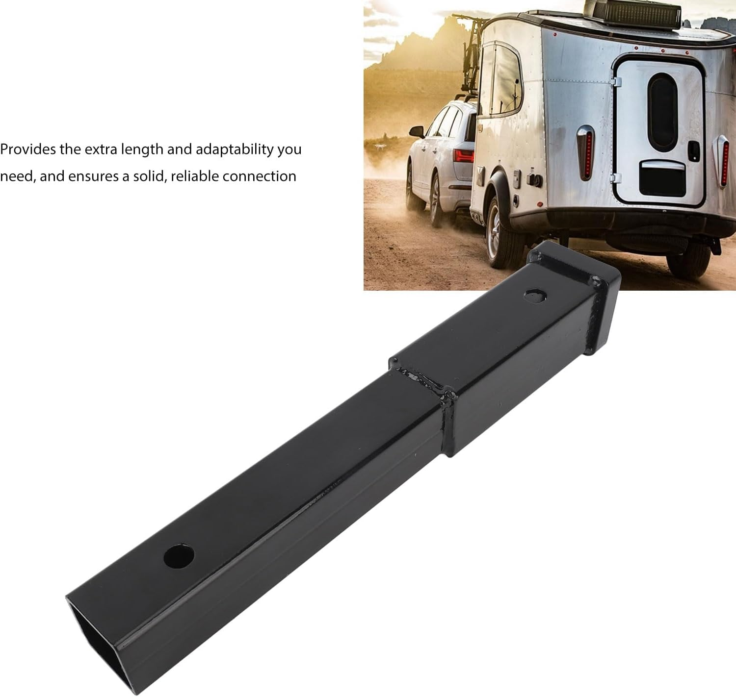 Jiawu Heavy Duty Trailer Hitch Receiver Extension, 12 Inch, Black, 5/8 Inch Pin Hole, 5000 Lbs Towing Capacity, 2 Inch Receiver Tube Tow Bar Shank Compatible image number 2
