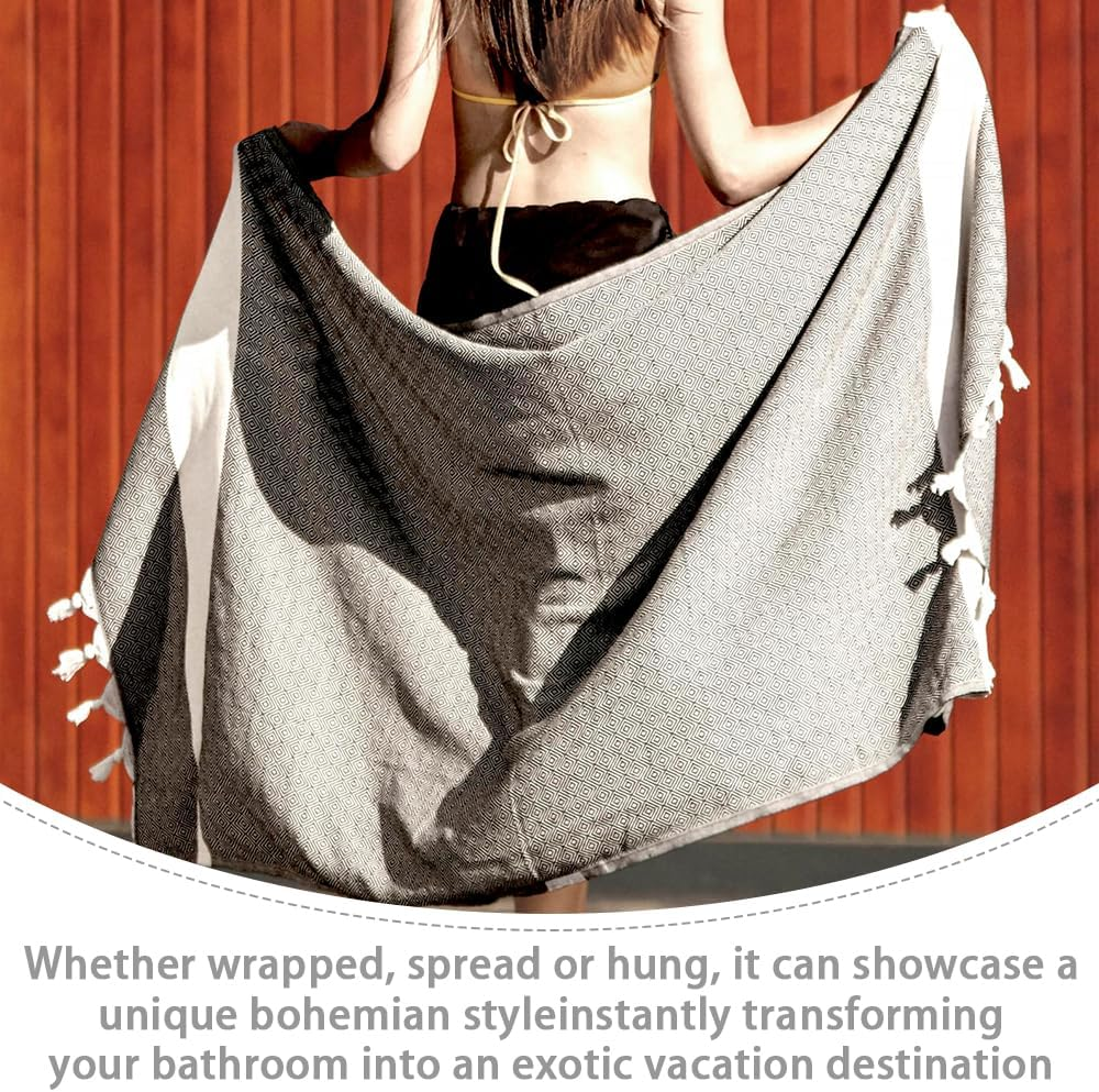 Turkish Beach Towel, Turkish Bath Towel, Oversized Quick Dry Towels for SPA, Beach, Pool, Gym and Bathroom, 39X71Inch image number 3