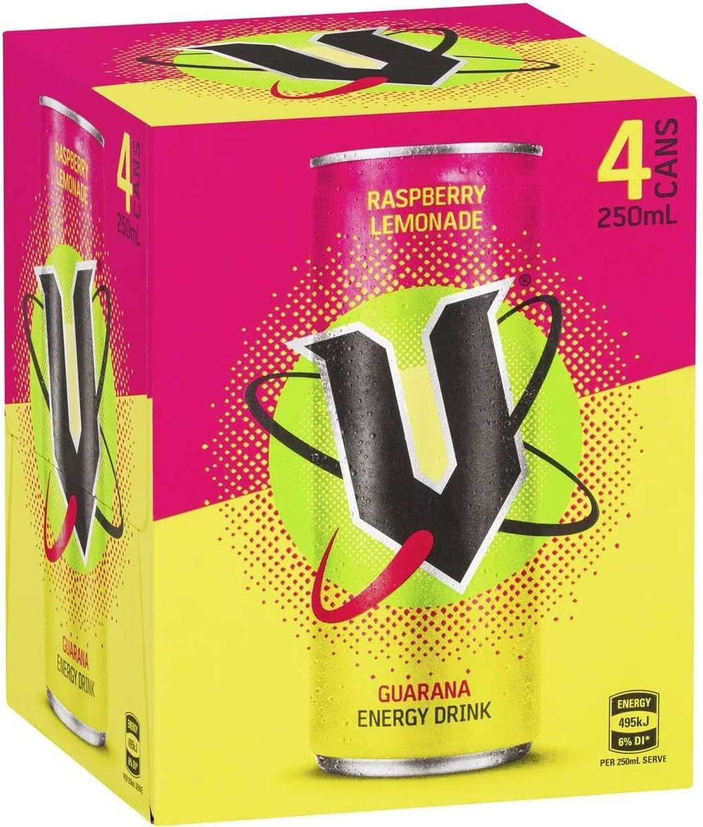 V Raspberry Lemonade Energy Can 250 Ml (Pack of 4)
