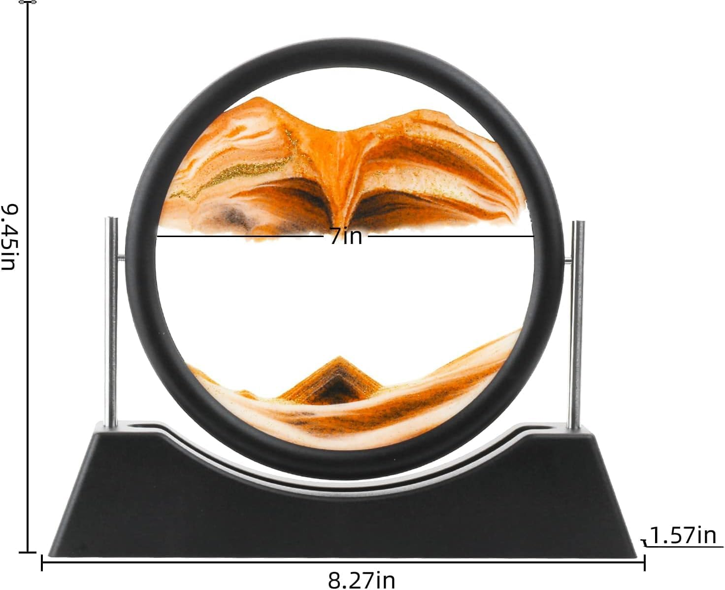 3D Flow Sand Art Painting, Rotating Sand Landscape Display, round Dynamic Moving Sand Picture, Office Living Room Decor (Brown, 7Inch) image number 1