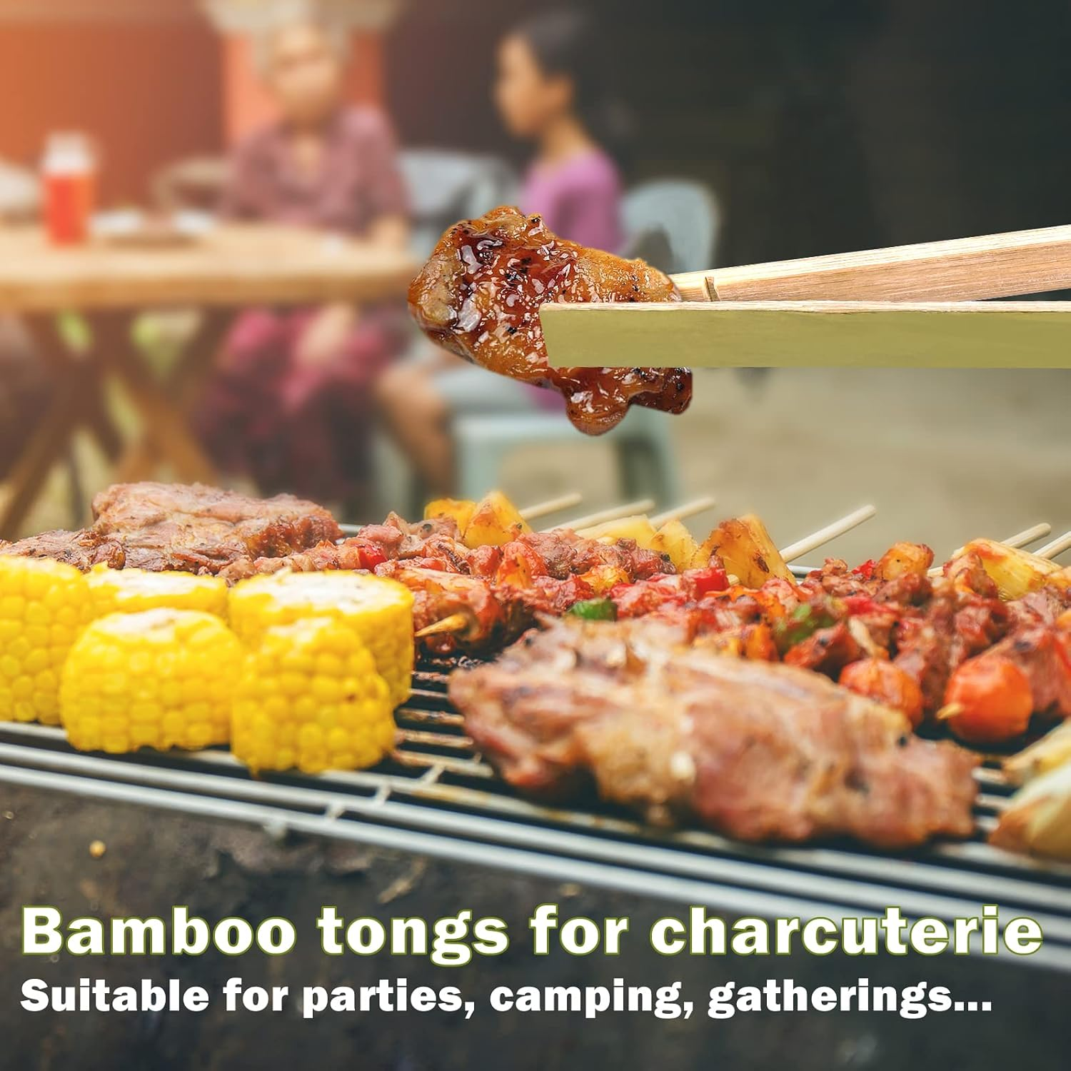 Mini Bamboo Tongs Disposable 100 Pcs 6.2 Inch Long Wooden Tongs for Charcuterie Large Cooking Utensils Wood Tongs for Toaster Serving Food Natural Green for Catering Buffet Home image number 4