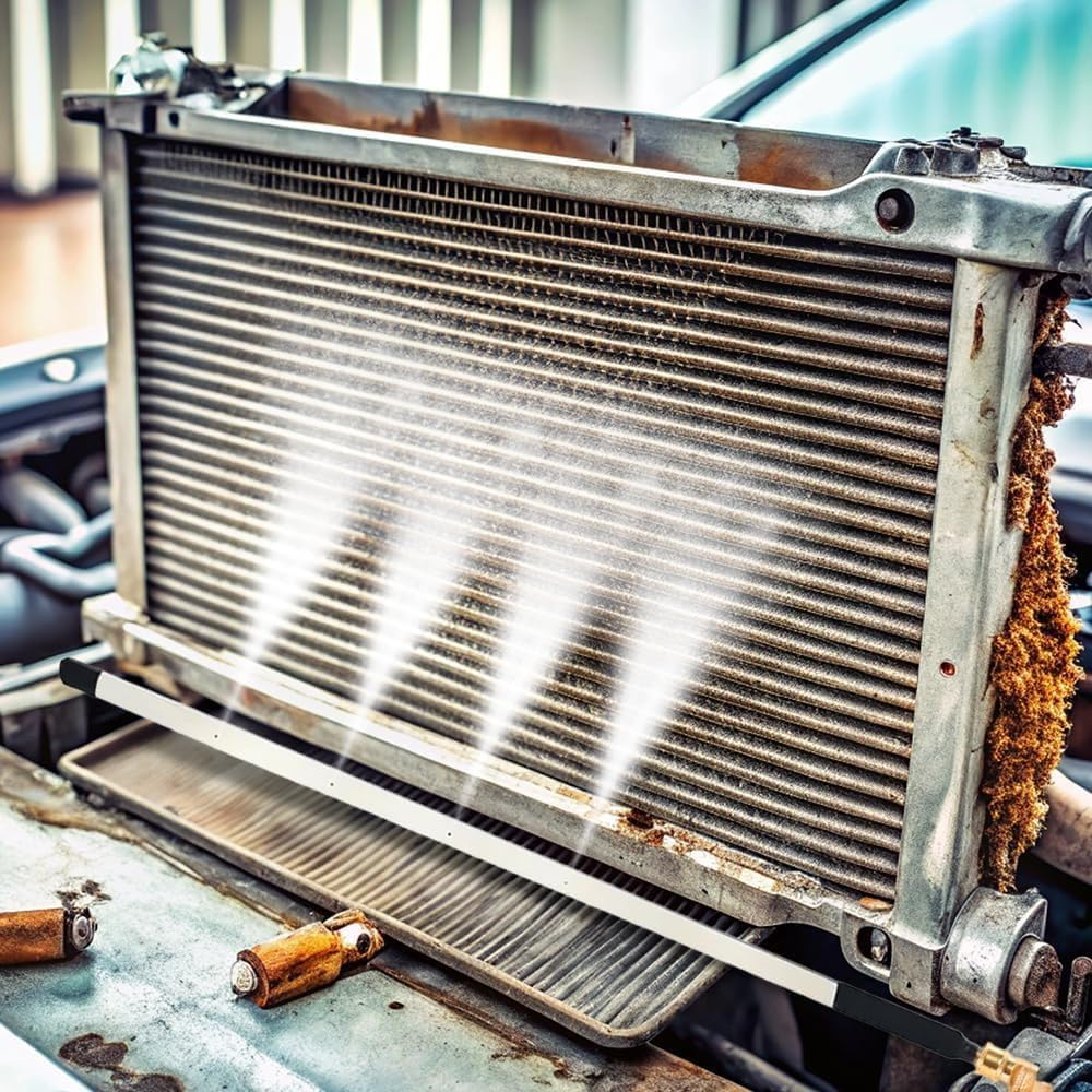 24 Portable Radiator Cleaning Wand, 4500 PSI Radiator Cleaner Tool, Pressure Washer Attachment for Car Truck RV Flush with Water/Air, Gutter & Heater Wash Blower Hose Coolant Sprayer Gun Fin Brush Kit image number 5