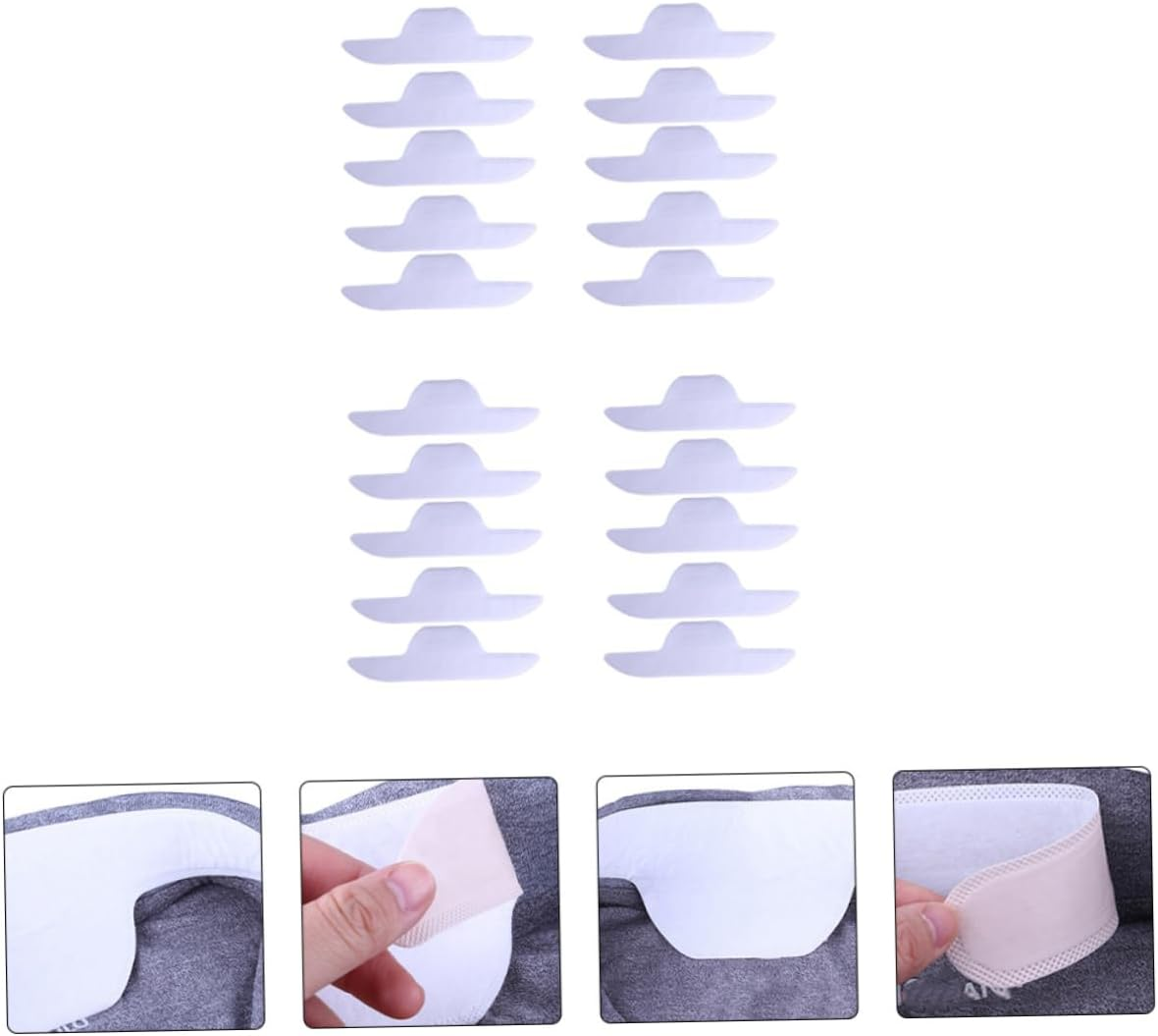 Healeved 20Pcs Self-Adhesive Sweat Absorbing Collar Liner Pads Reusable Neck Protectors for Shirts Non-Woven for Men and Women for Wear image number 1