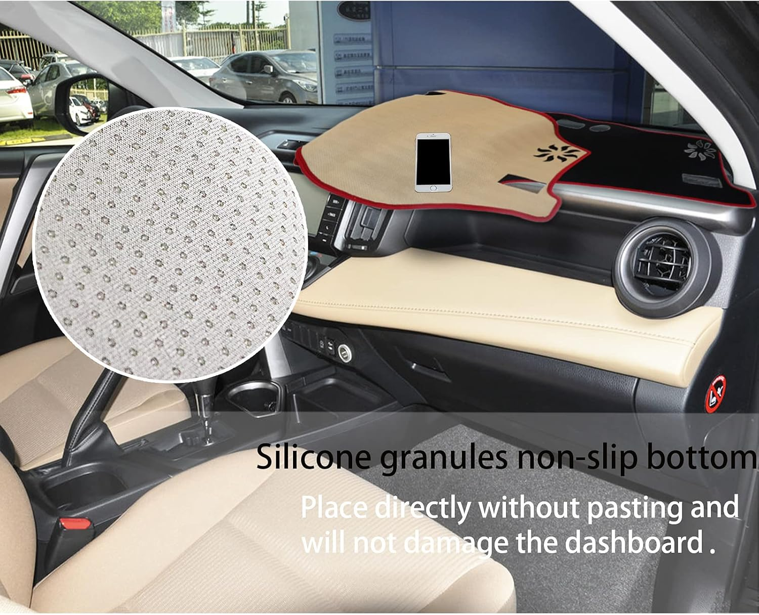 SENSHINE for Toyota RAV4 Accessories 2019 2020 2021 2022 2023 2024 2025 Dashboard Cover Center Console Cover Dash Mat Carpet Protector Sunshield Cover Custom Fit, Red Trim image number 4