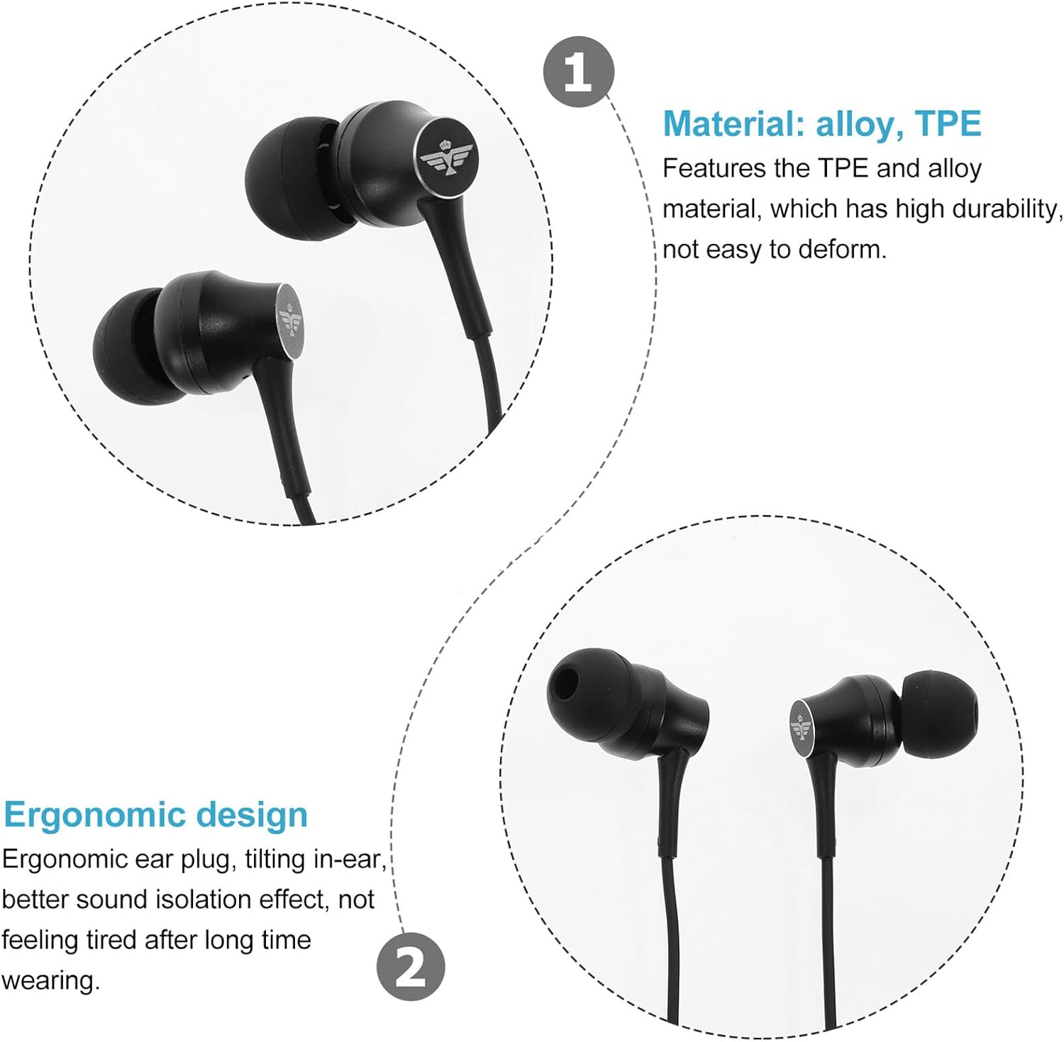 UTHCLO In-Ear Earphones with 3.5Mm Jack Wired Headphone Earbuds for Smartphones Laptops Tablets, Compatible with Audio Devices, Random Color image number 1