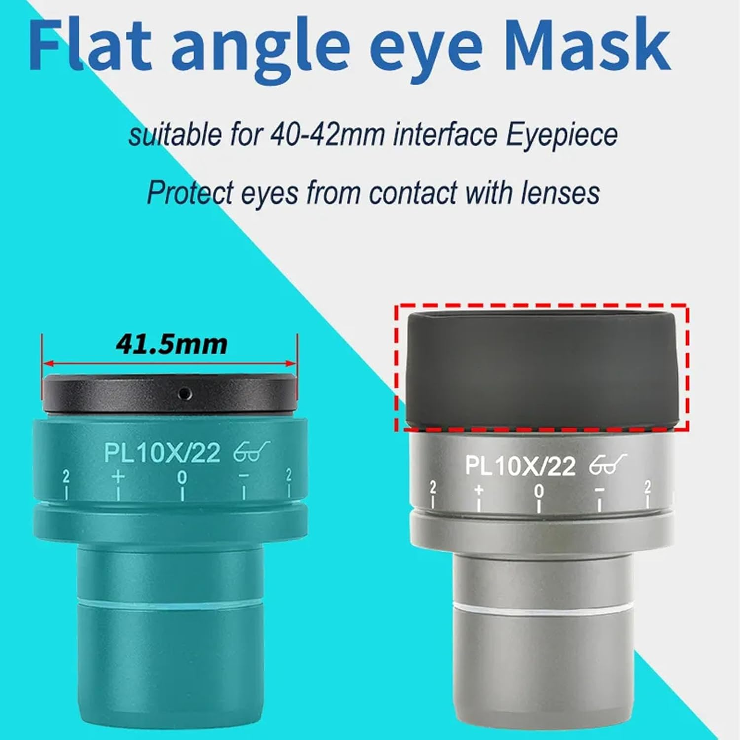 2 Pieces Stereo Microscope Eyepiece Eye Protection, Rubber Flat Angle Eyepiece Protector, Black Eyepiece Eyecup Protector for Eyepieces with 40-42Mm Interface image number 2