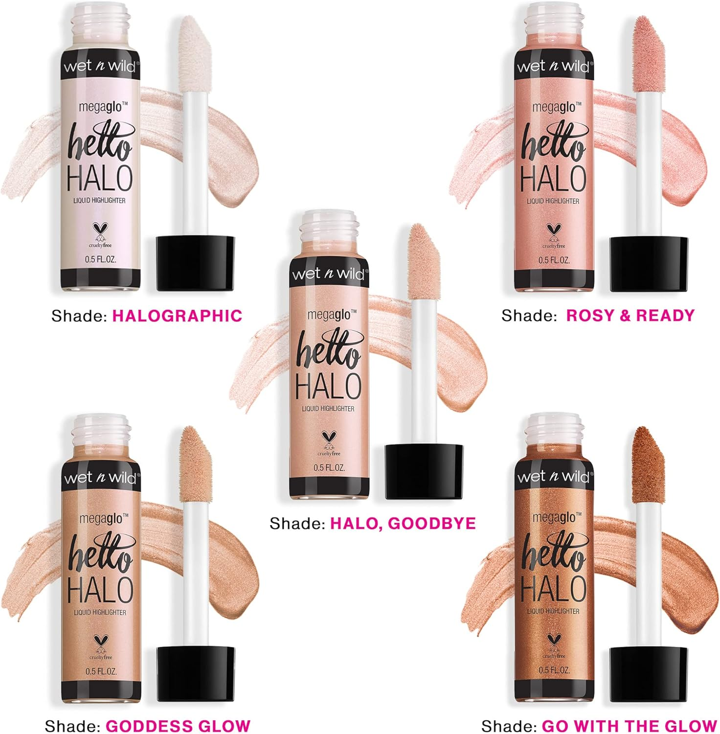 Wet N Wild Megaglo Hello Halo Liquid Highlighter Makeup, Shimmer, Rose Gold Halo, Goodbye image number 3