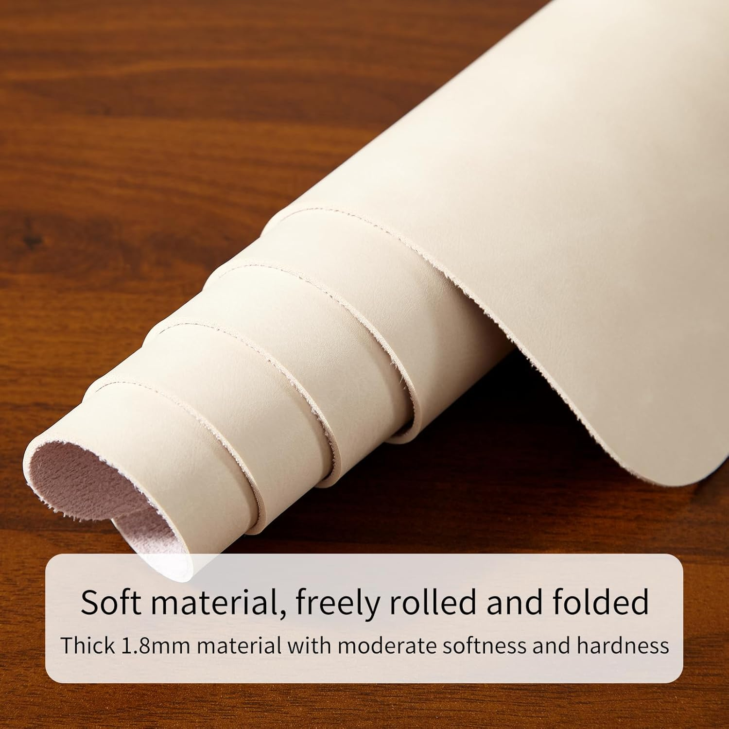 Crazy Horse Leather Desk Mat Large Mouse Pad Laptop Computer Desk Pad Protector Non-Slip Waterproof Table Blotter Desktop Writing Pad for Office and Home (Beige, 80X40Cm) image number 3