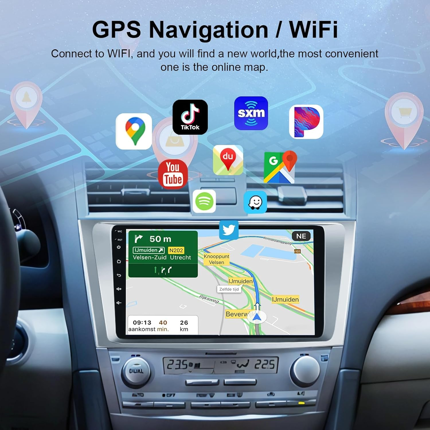 2G 64G Rimoody Car Radio for Toyota Camry 2006-2011, Android Car Stereo with Carplay Android Auto Mirror Link GPS Navigation Wifi 9 Inch Touchscreen Bluetooth FM/RDS Backup Camera image number 6