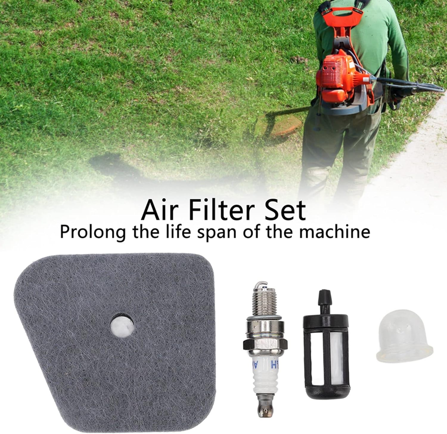 Air Filter Kit, Spark Plug Fuel Filter Bulb Kit, for FS87 FS90 FS100 FS100ARX FS110 FS130 FS310 FC100 FC110 FC90 FC95 FR130 FT100 FX130